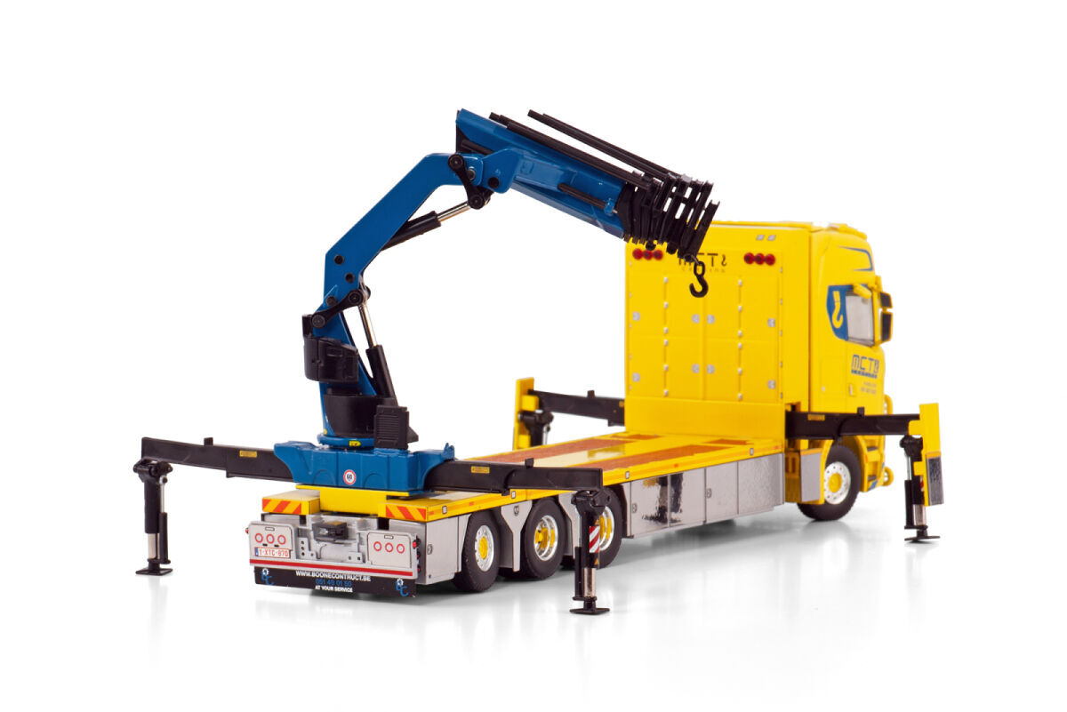 1:50 WSI MCT SCANIA S CS20H 8X4 RIGED FLAT BED TRUCK LOADER CRANE Diecast Model