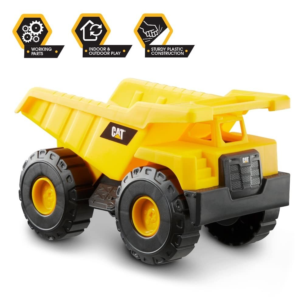 7″ Cat Construction Dump Truck, Loader & Excavator Toy Set – Kids Play Vehicles