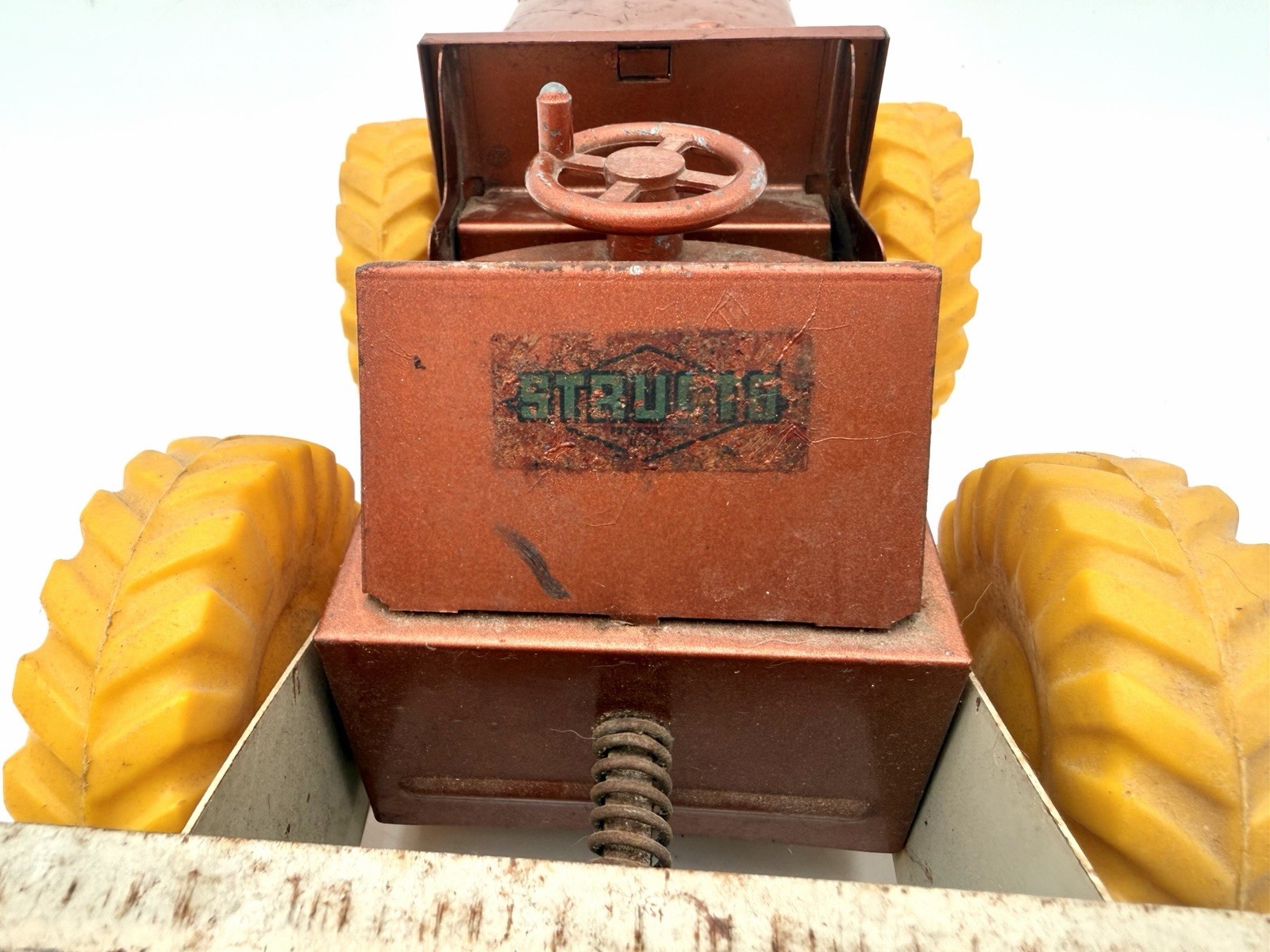 Vintage Structo Pressed Steel Tractor Scraper Dozer Working Steering Toy