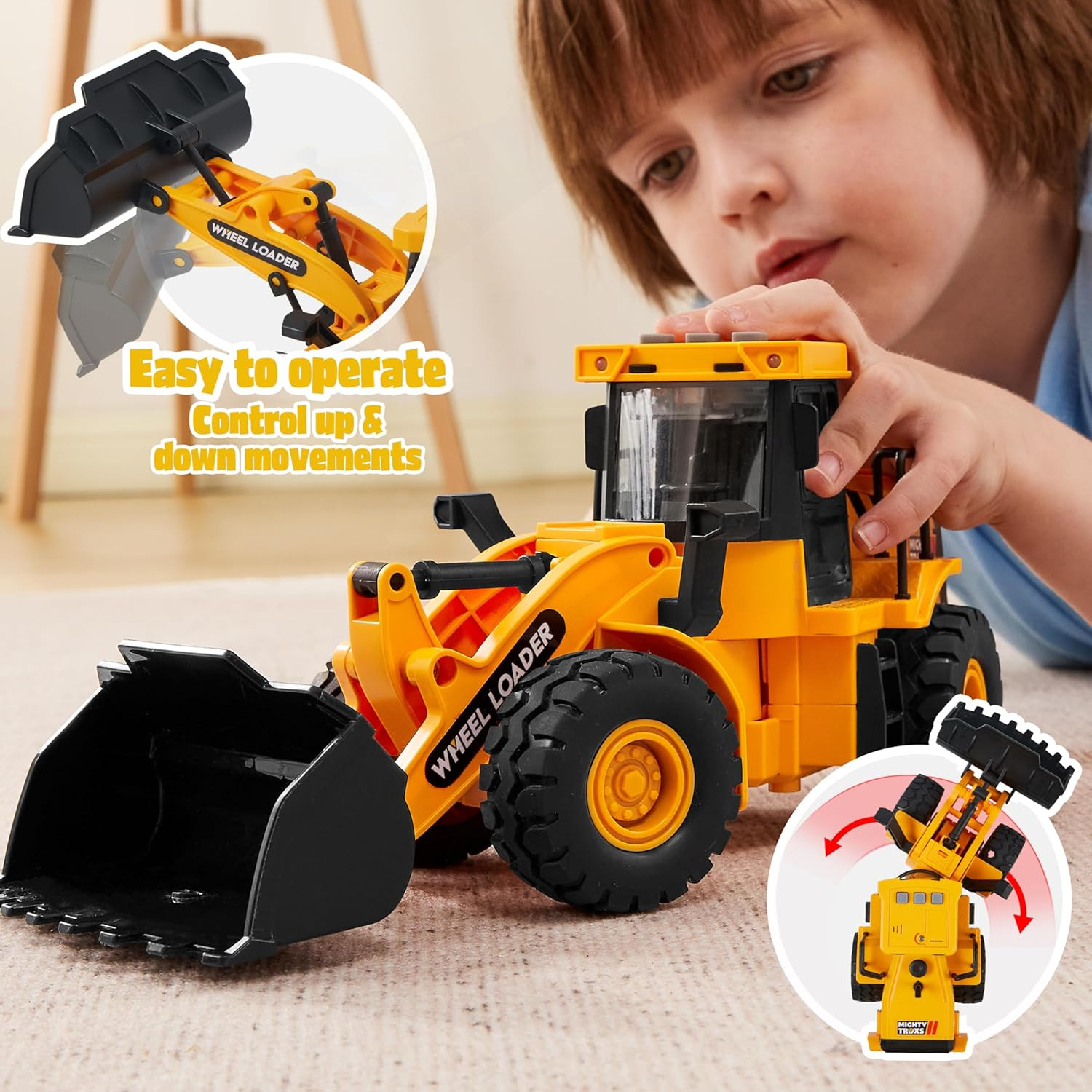 3 Pack Construction Truck Toy Set Excavator Dump Truck Loader Lights Sounds Kids