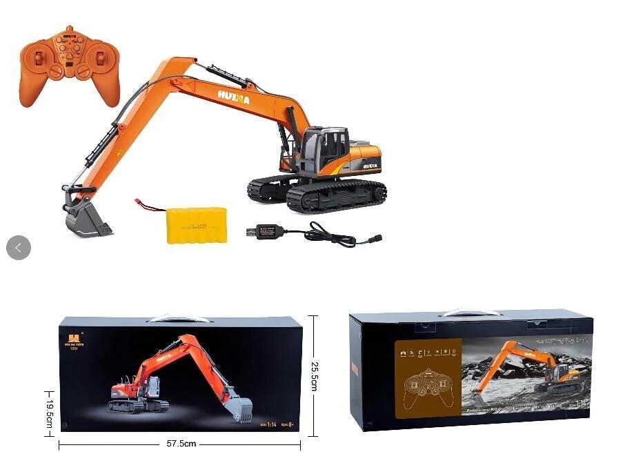 HUINA 1/14 Long Arm Alloy RC Remote Control Excavator Vehicle Gift For kids New