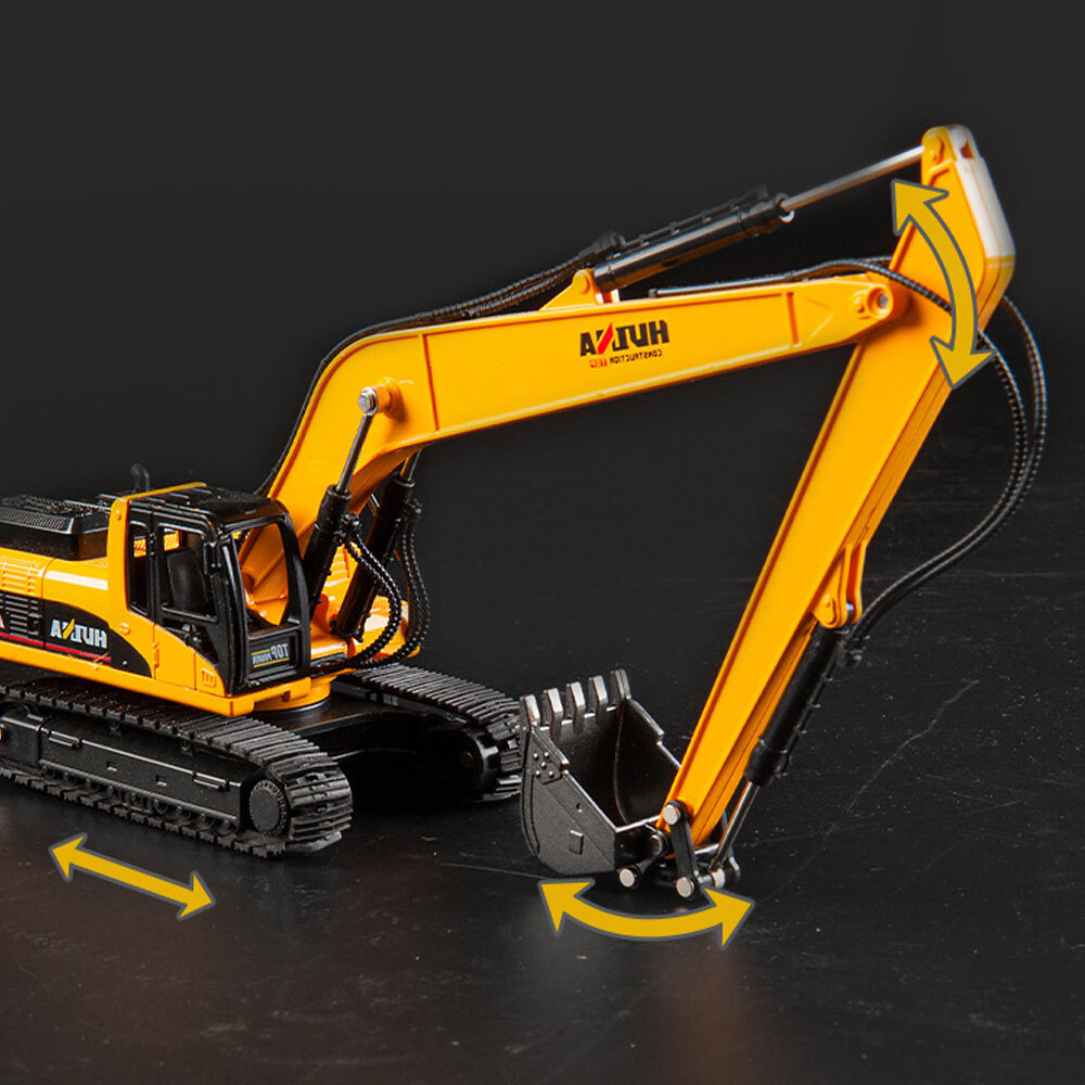 1/50 Crawler Excavator Toy Construction Equipment Diecast Toy Vehicle Yellow