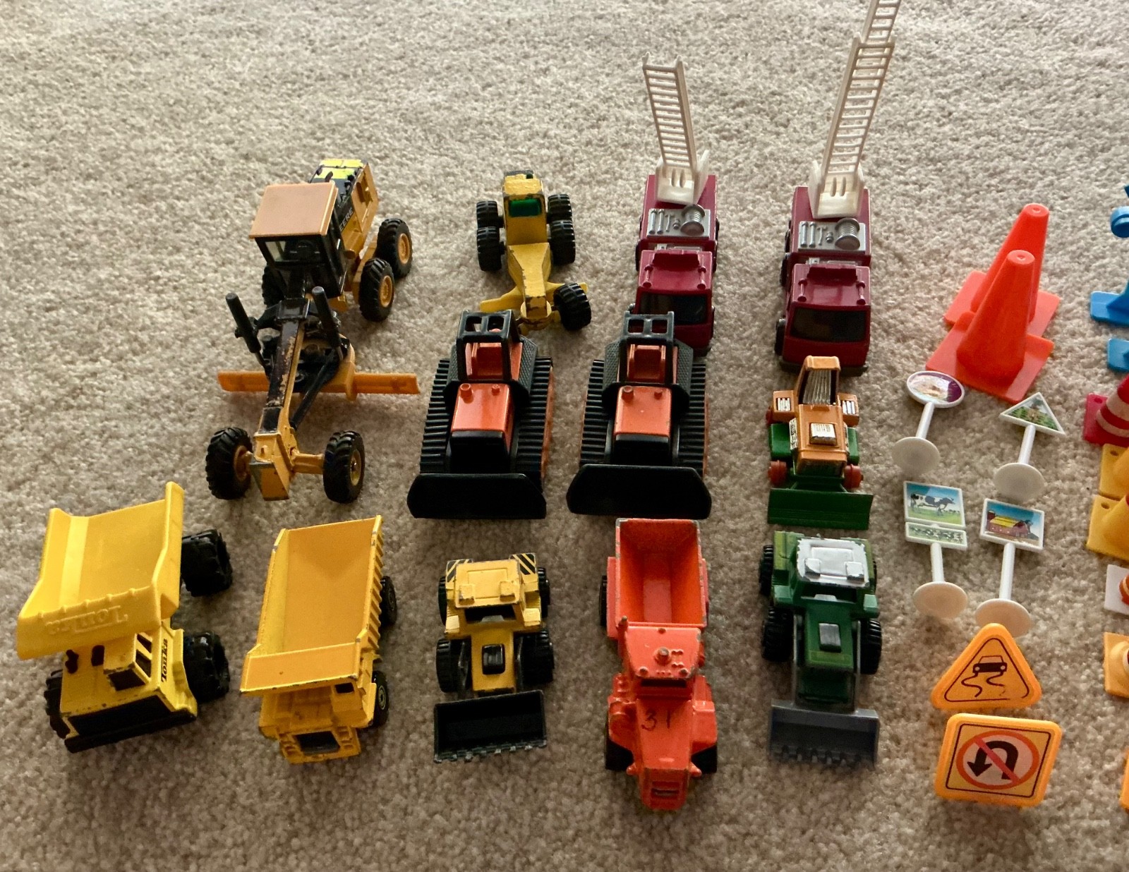 Vintage Diecast Construction Zone Lot of 12 Vehicles from 70’s to Early 2000’s