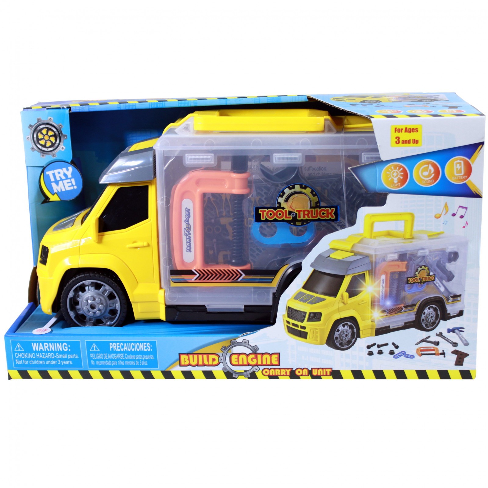 TychoTyke Construction and Rescue Tools Truck with Light and Sound Yellow
