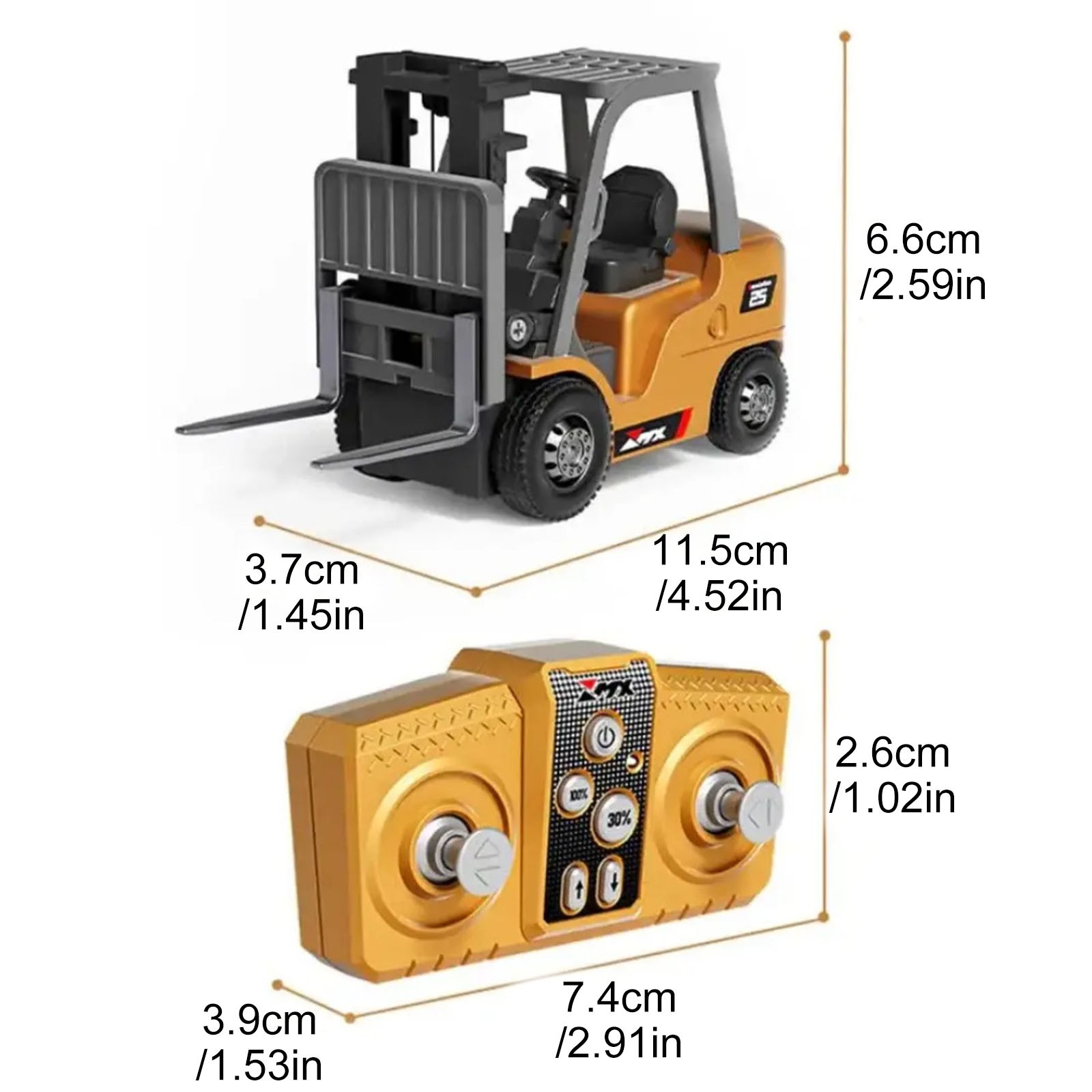 1/64 RC Forklift Toy, 7CH 2 Mode Mini Remote Control Forklift Truck, 2 in 1 Lift