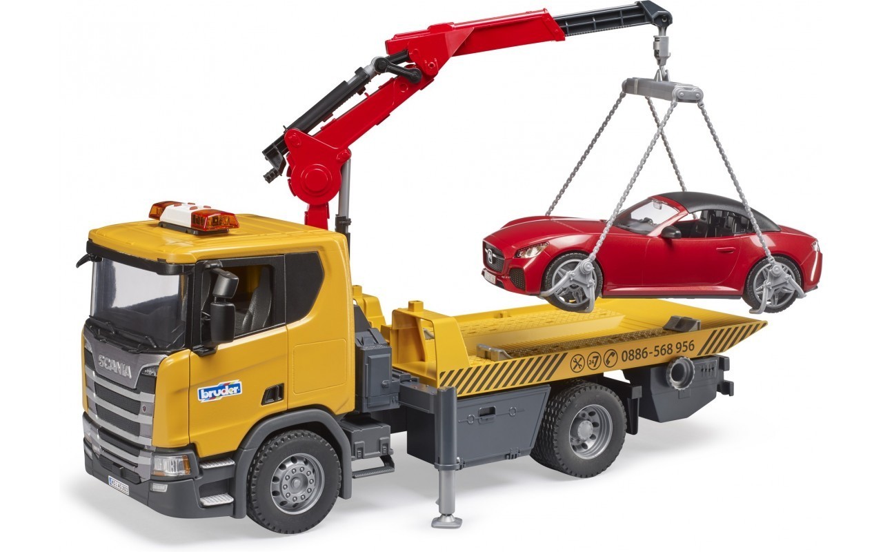 MB Sprinter Tow Truck with Cross Country Vehicle Bruder Toy Car Model 1/16 1:16