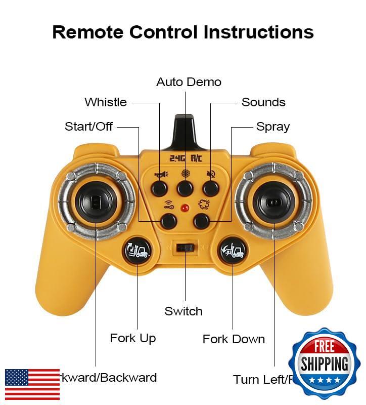 11 Channel RC Forklift – 1:24 Scale Construction Truck Toy, Yellow, 3+ Years,