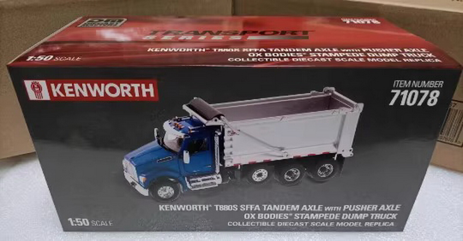 DM 1/50 Kenworth T880S Sffa Tandem AXLE DUMP TRUCK Diecast Model Toy 71078