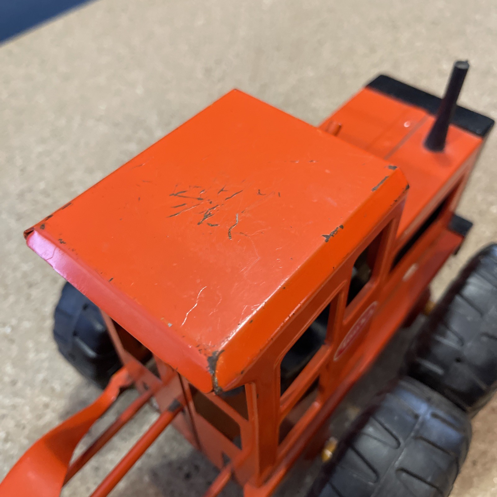 VTG 1970’s Tonka Pressed Steel Orange Road Grader- MR-970 Wheels