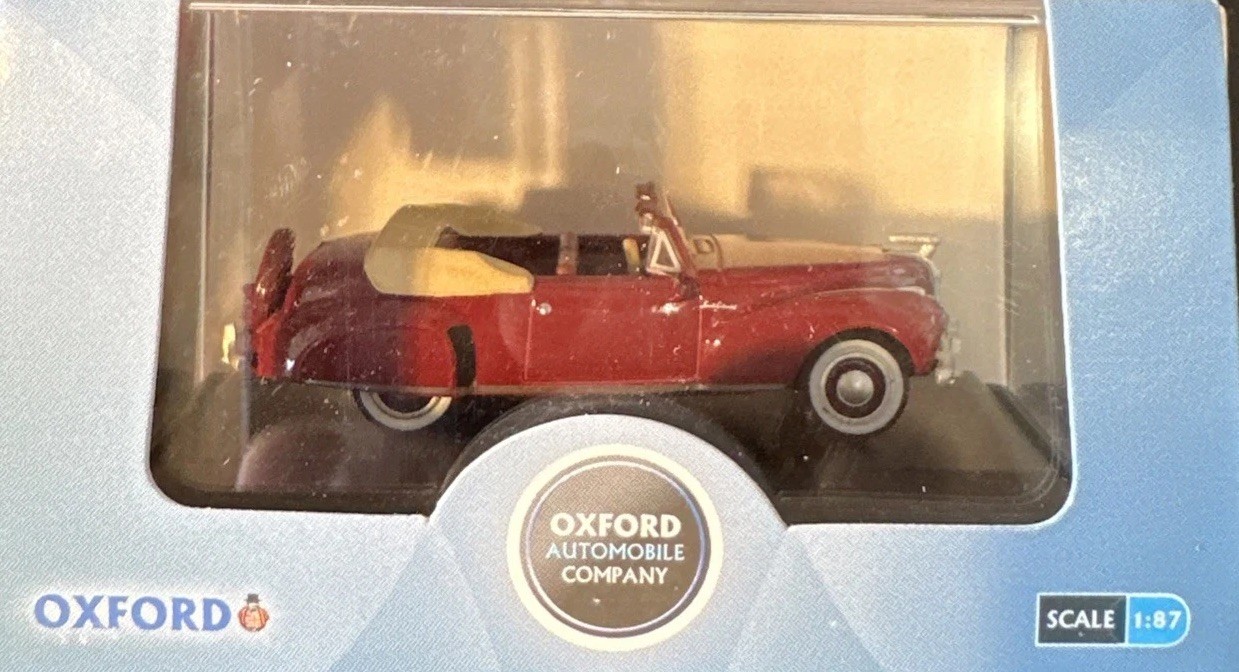 Oxford HO Scale Diecast 1941 Maroon Lincoln Continental 1:87 NIB