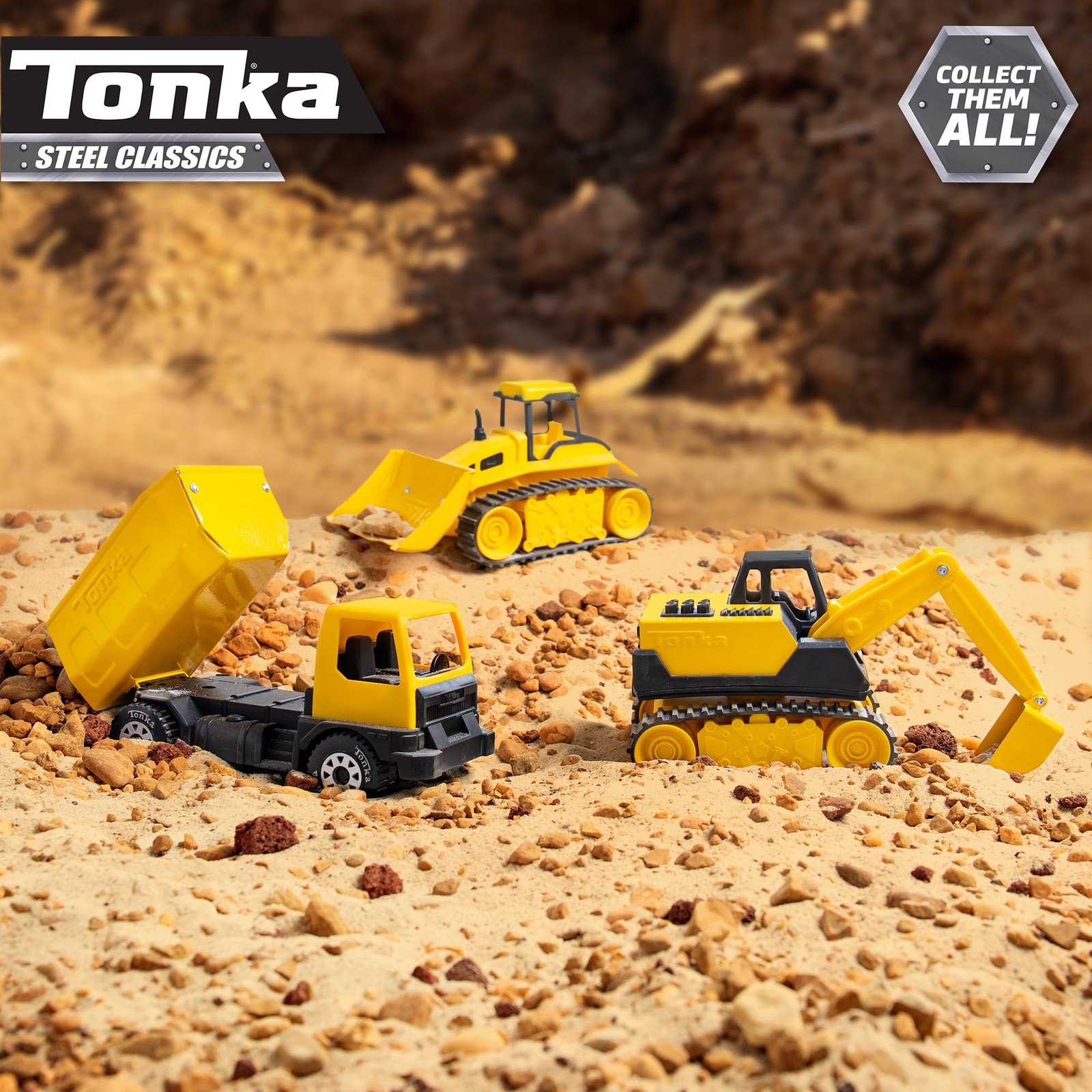 – Steel Classics Giga Series – Dump Truck & Bulldozer, 2-Pack
