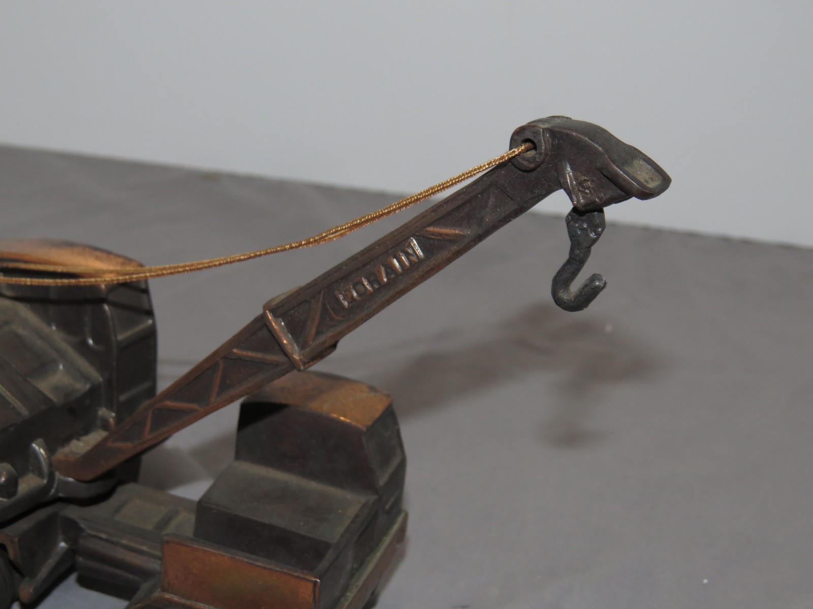 Vintage LORAIN Mobile Crane Truck BRASS Toy Paperweight EHRBAR New York Cast