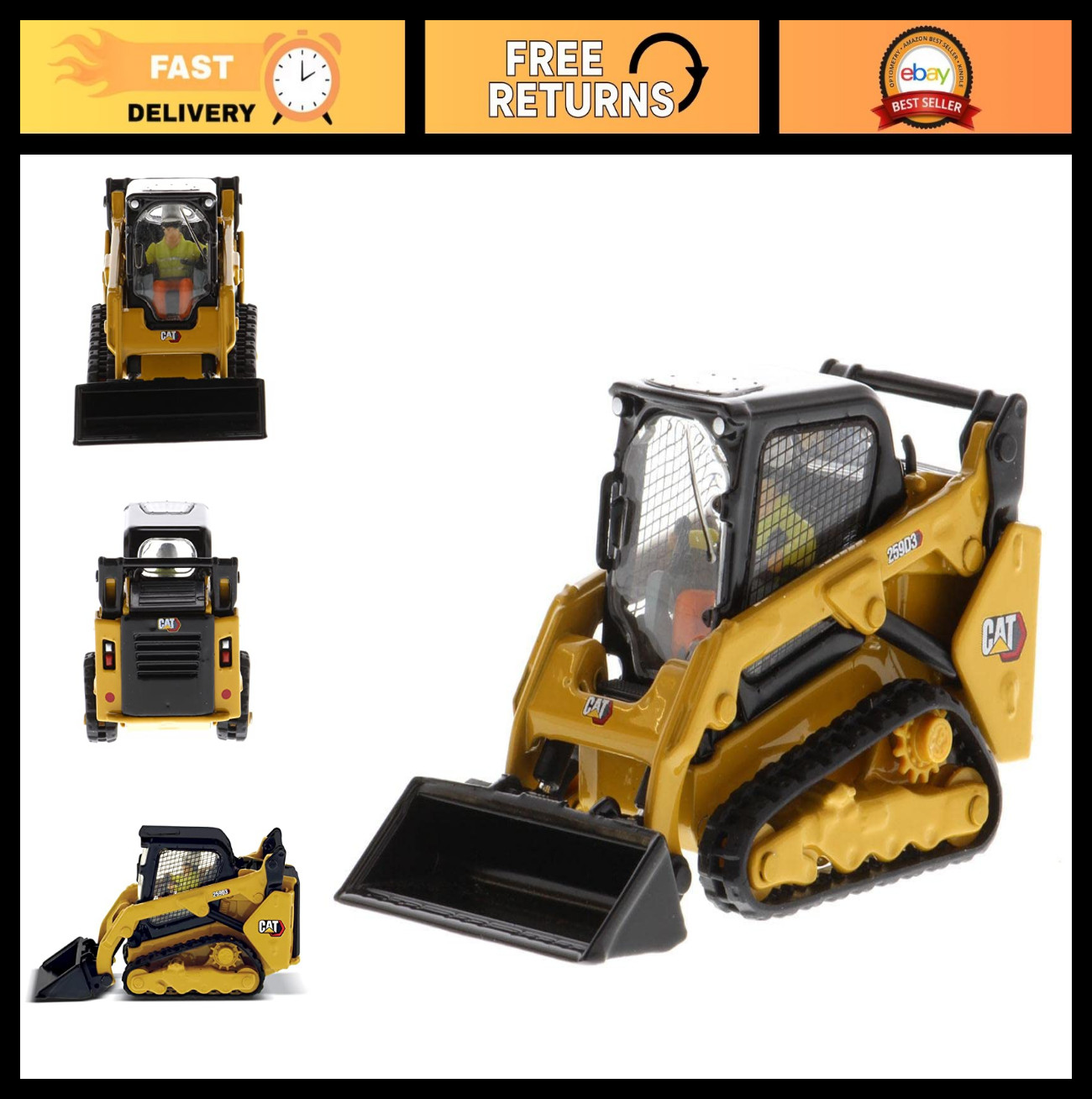 1/50 Scale CAT 259D3 Compact Track Loader – Diecast Model w/Bucket, Fork & Grapp