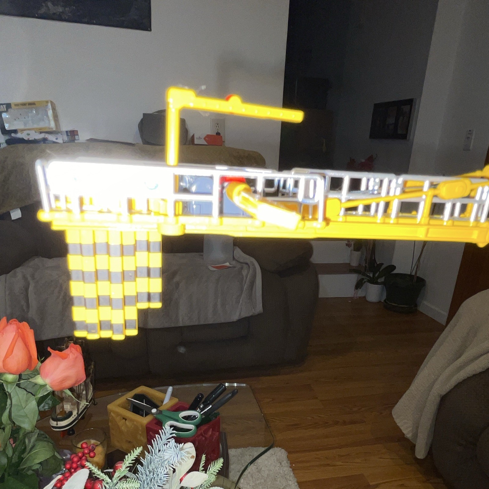 XCMG Tower Crane Diecast Construction Model 1:50 Yellow Gray w/ Hook Base