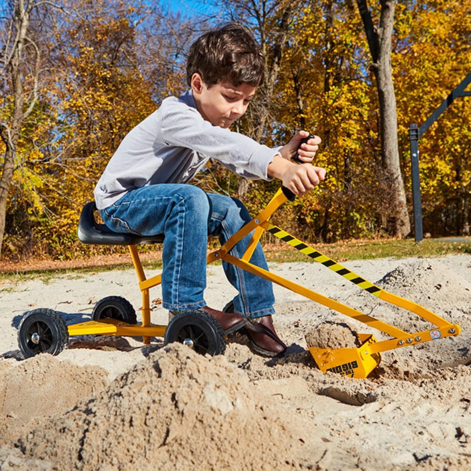 Outdoor Excavator Toy for Kids Heavy Metal Construction with Rubber Wheels