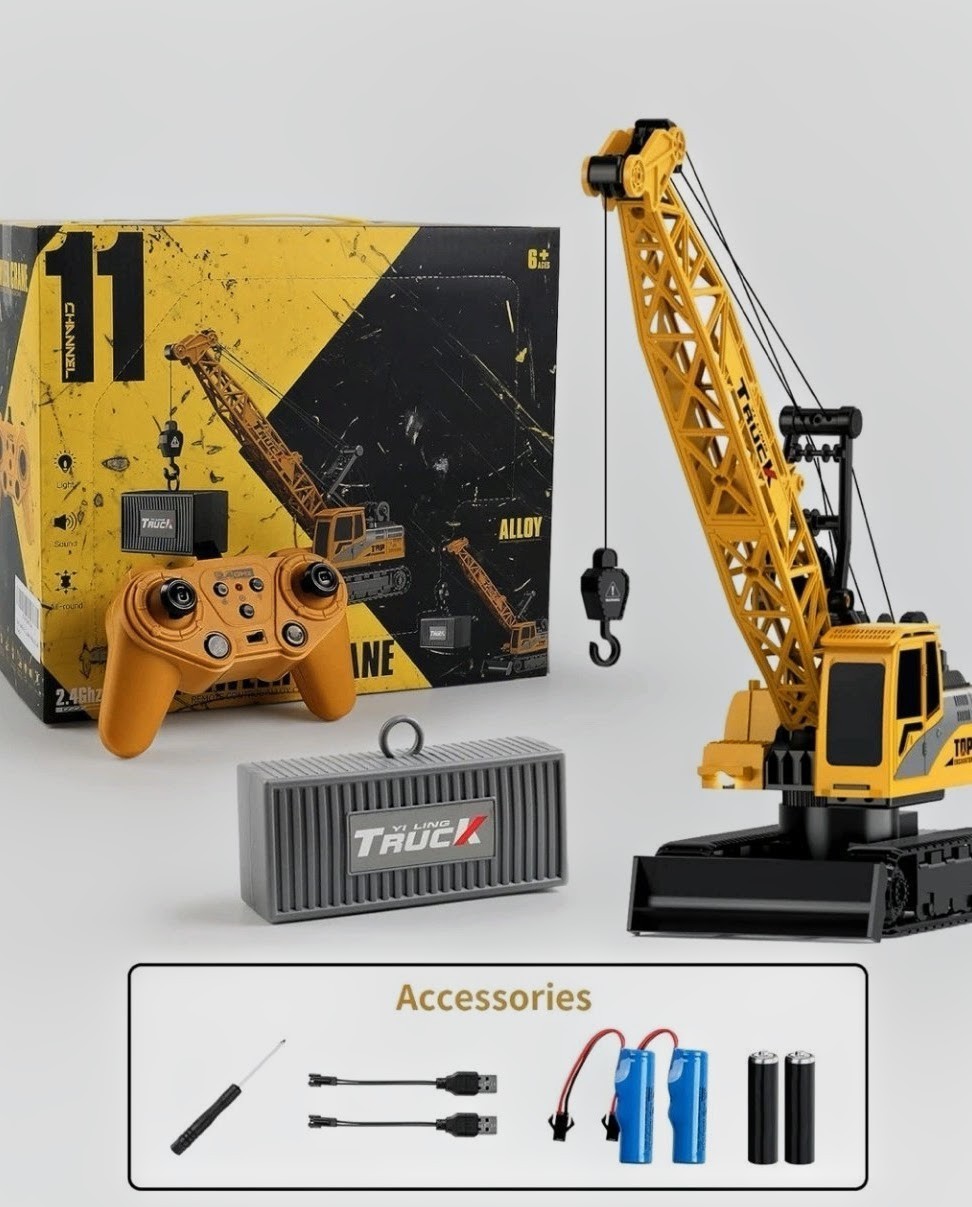 Remote Control Crawler Crane for Boys 11-Channel 2.4GHz RC Construction Vehicles