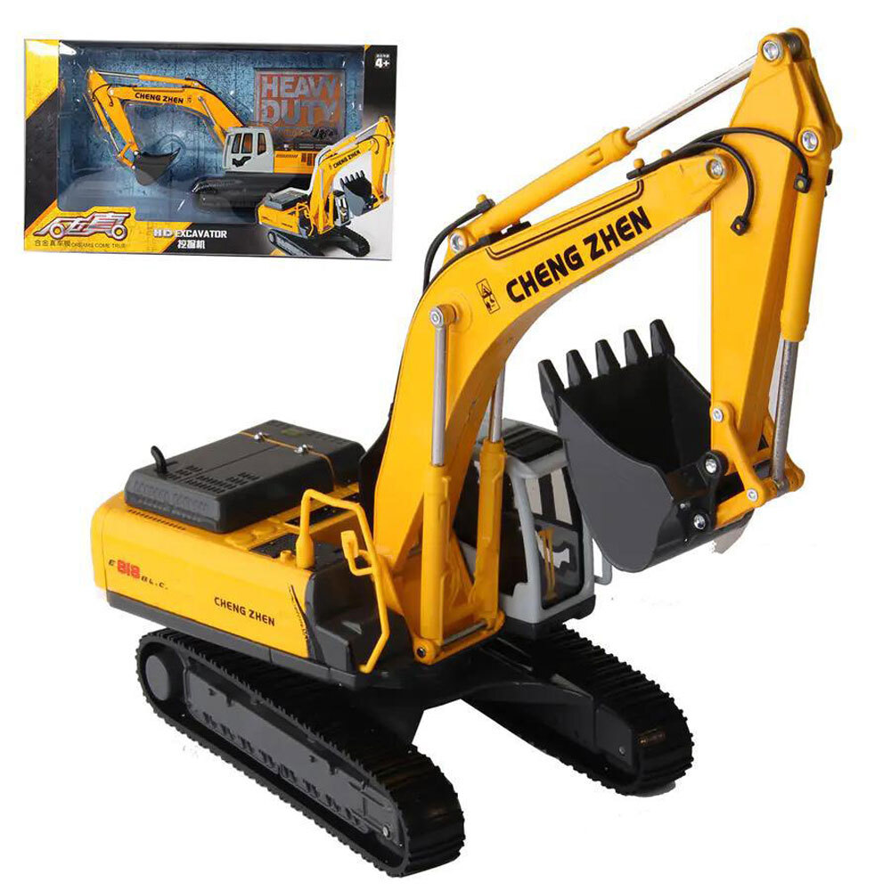 1:50 Excavator Construction Vehicle Model Diecast Toy Truck for Boys Kids Yellow