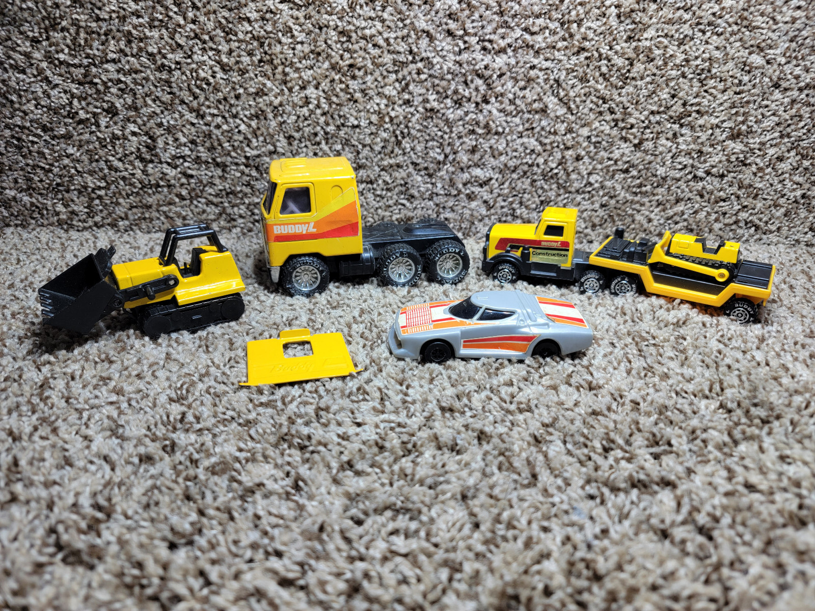 Vintage Pressed Metal and plastic Buddy L Trucks toy construction lot