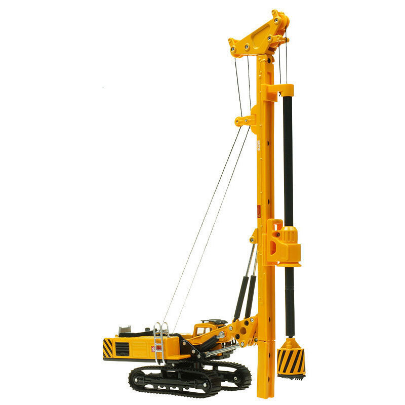 Rotary Drilling Rig Toy Diecast Construction Vehicle Model for Boys Yellow