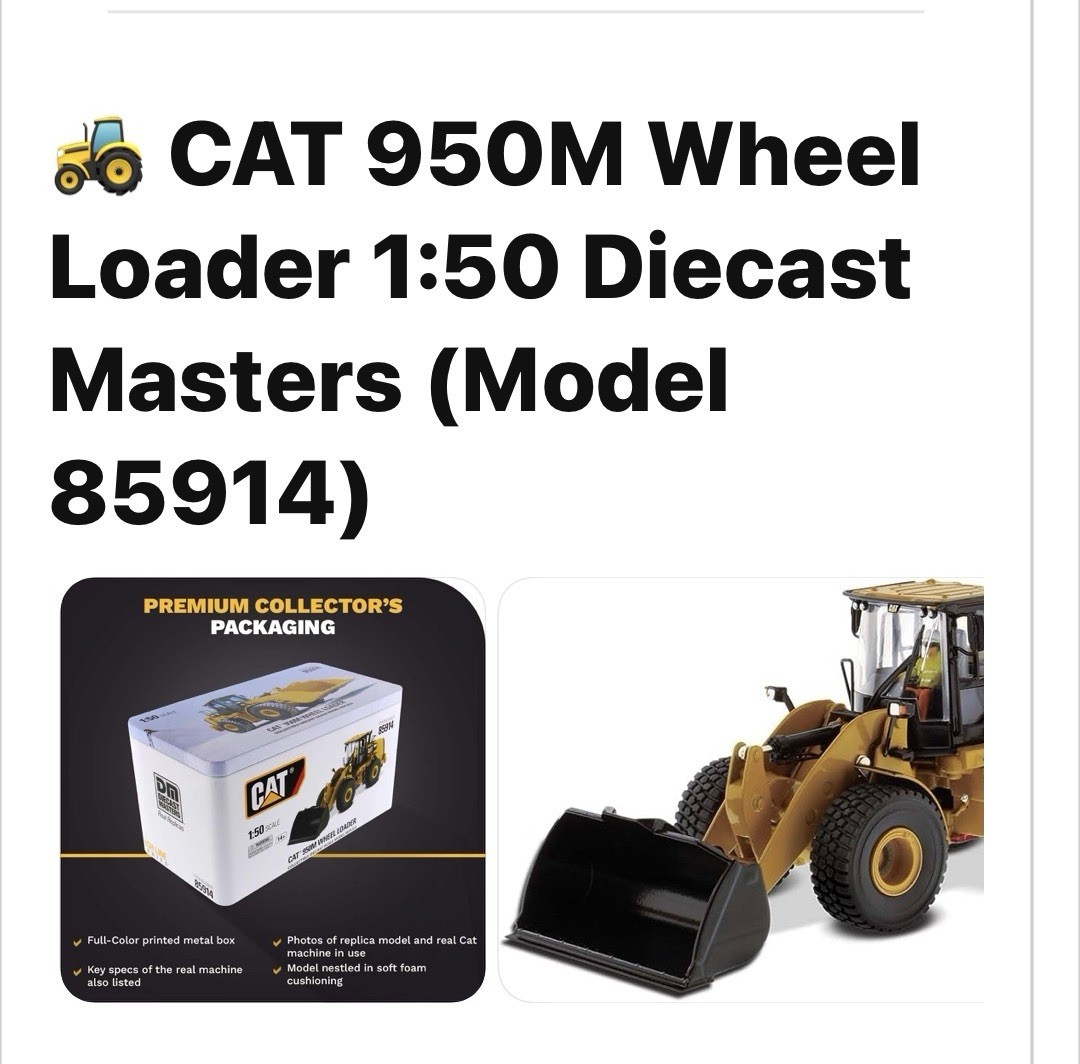 CAT 950M Wheel Loader 1:50 Diecast Masters 85914 Metal Box NEW