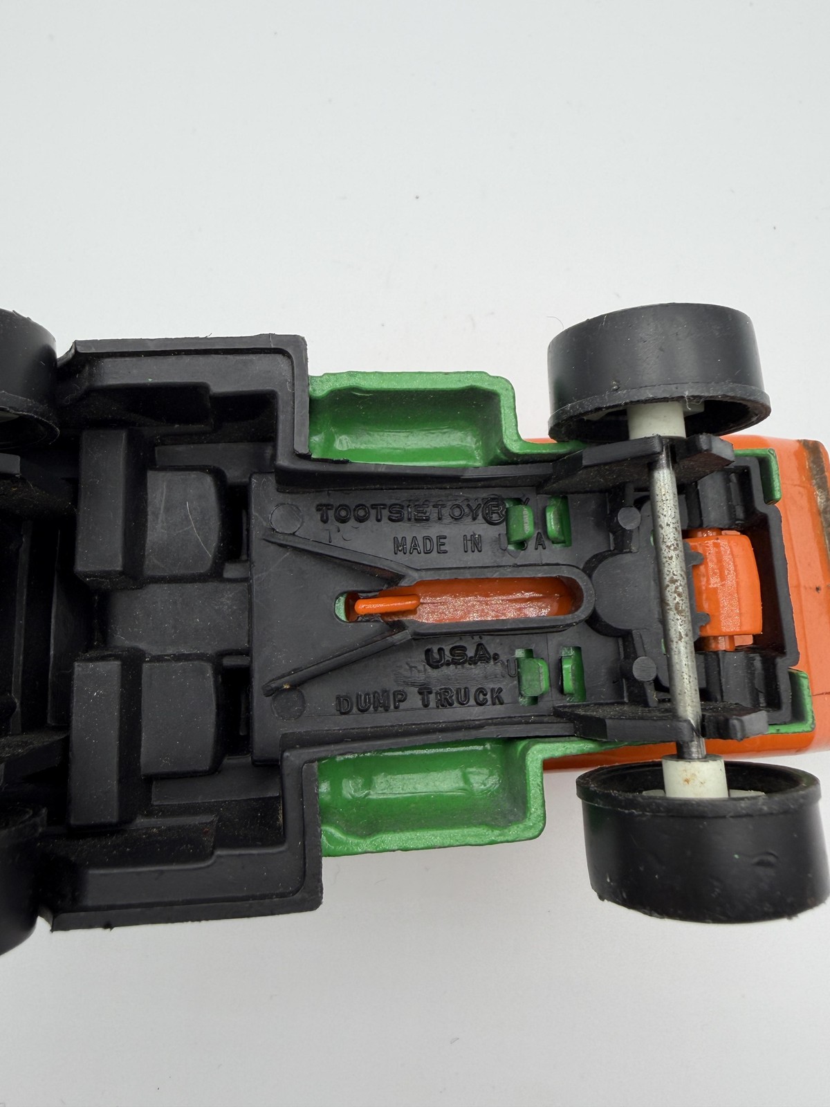 Tootsietoy Green Orange Dump Truck Diecast Toy Mini Construction Vehicle USA