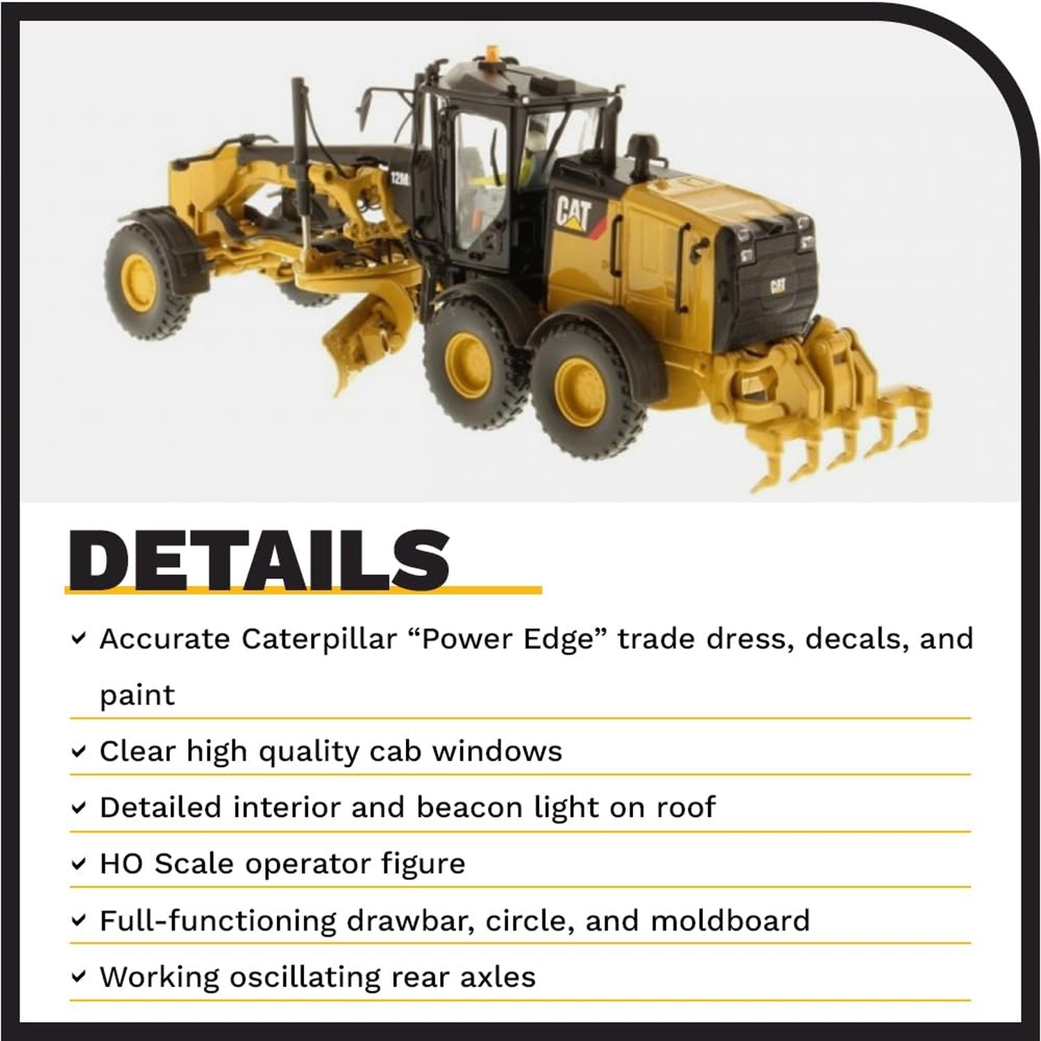 Caterpillar 12M3 Motor Grader HO Series Vehicle, Scale 1:87