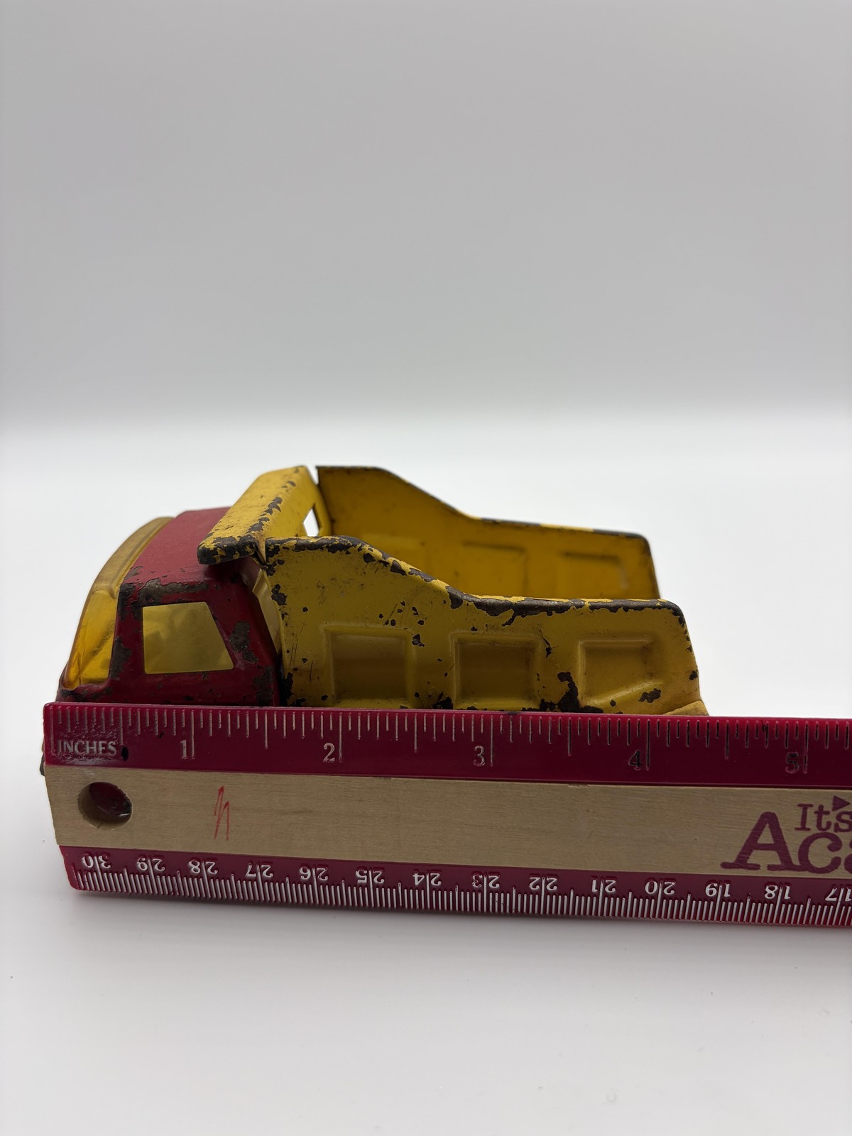 Vintage Tonka Dump Truck Toy Metal Red Yellow 6 Wheel Construction Vehicle Small