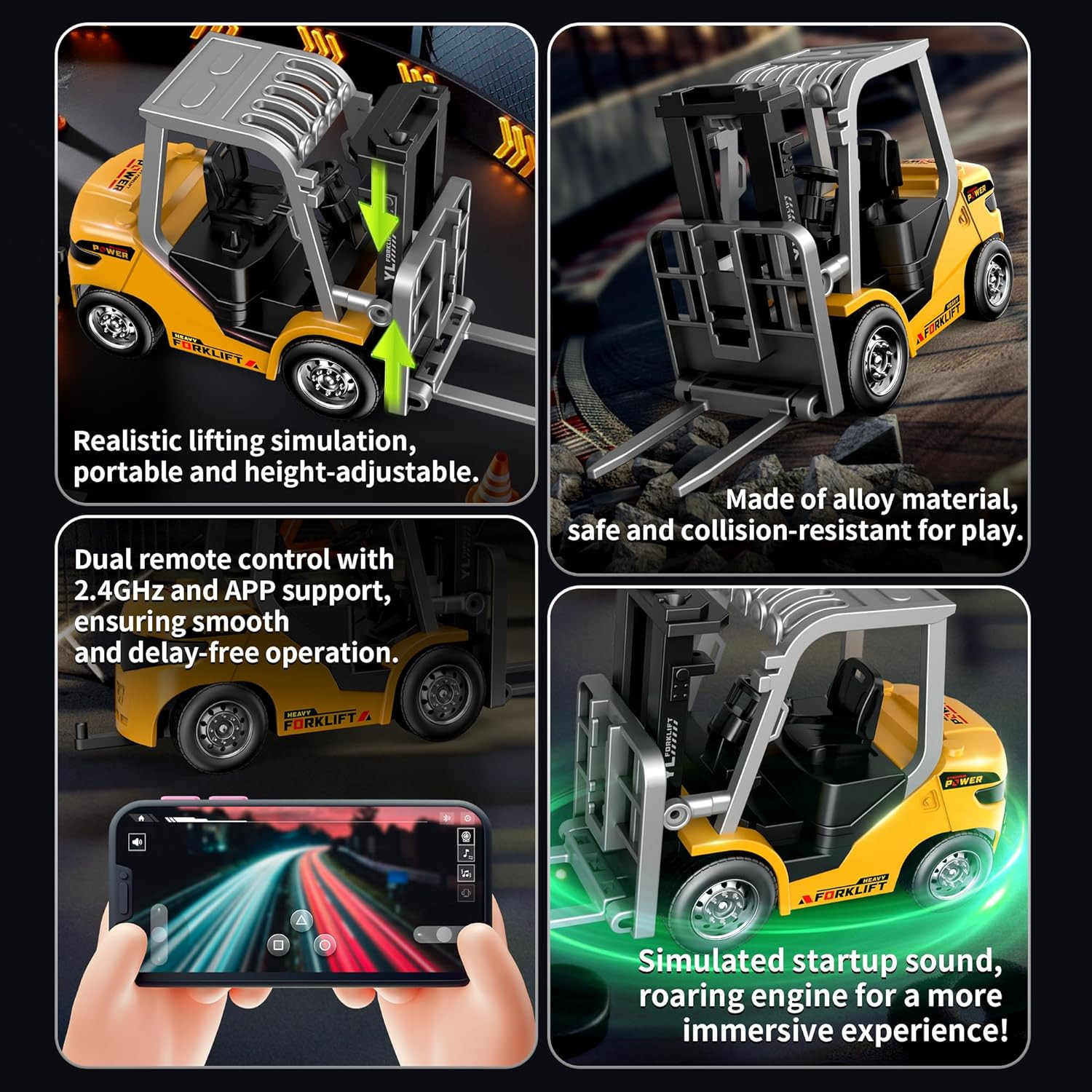 Mini 1/64 RC Forklift Toy, Remote Control Forklift Truck, 2 in 1 Transformable L