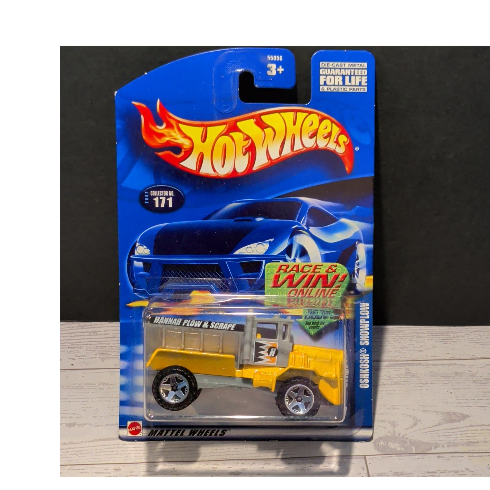Hot Wheels Oshkosh Snowplow Diecast Yellow Gray 2002 Collector No. 171
