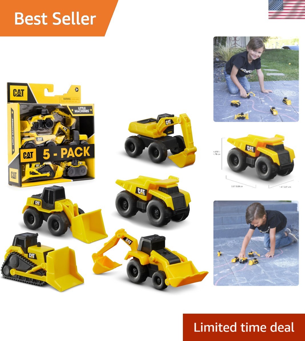 Five Durable Mini CAT Construction Vehicles: Perfect Toys for Imaginative Play