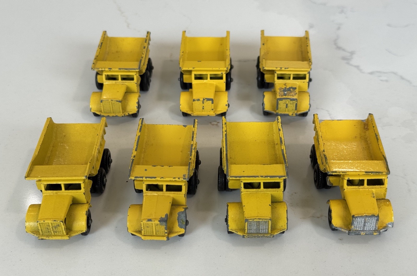 VINTAGE LESNEY MATCHBOX NO.6 EUCLID DUMP TRUCK YELLOW DIECAST LOT OF 7