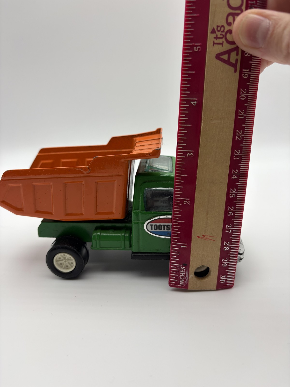 Tootsietoy Green Orange Dump Truck Diecast Toy Mini Construction Vehicle USA
