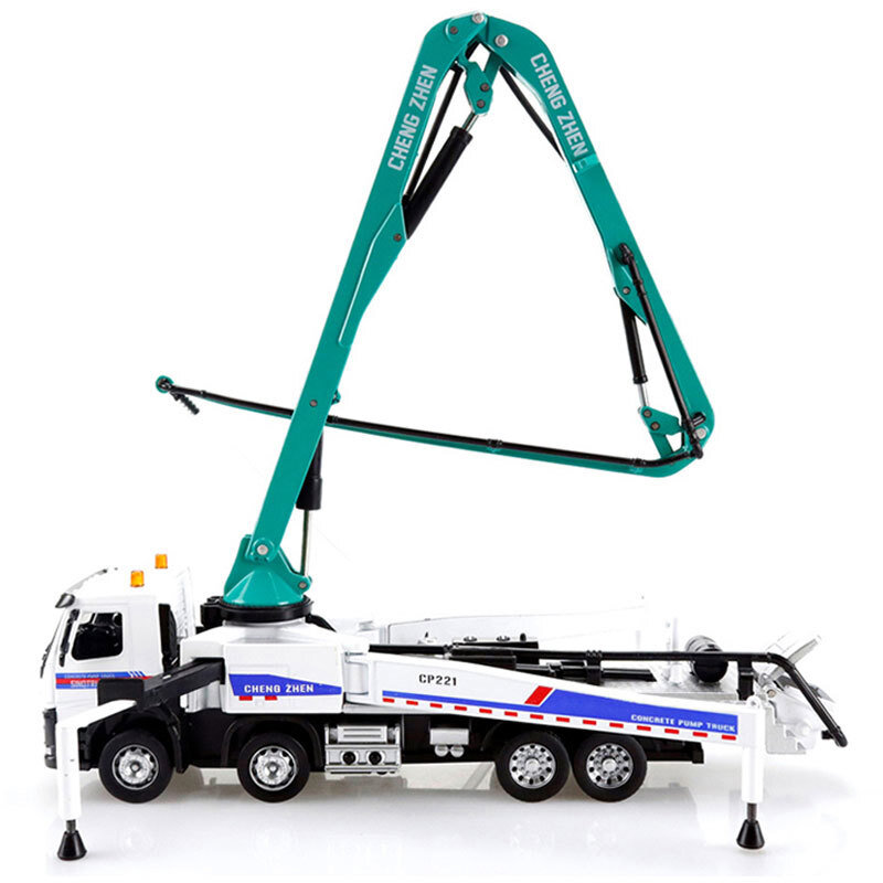 1:50 Concrete Pump Truck Construction Equipment Model Diecast Toy Vehicle White