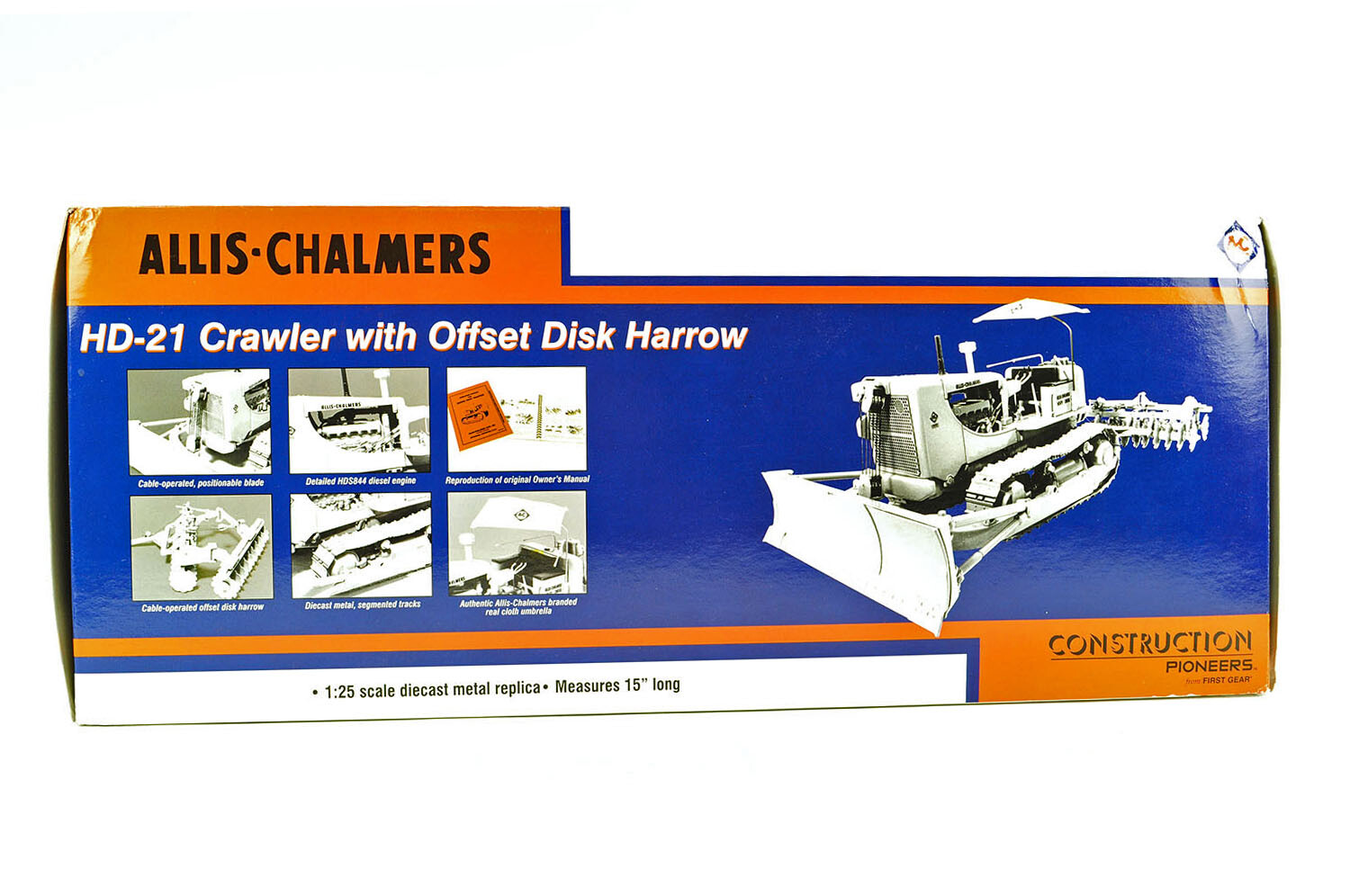 First Gear 251 Allis Chalmers HD-21 Crawler w/Offset Disk Harrow 1/25 Diecast MB