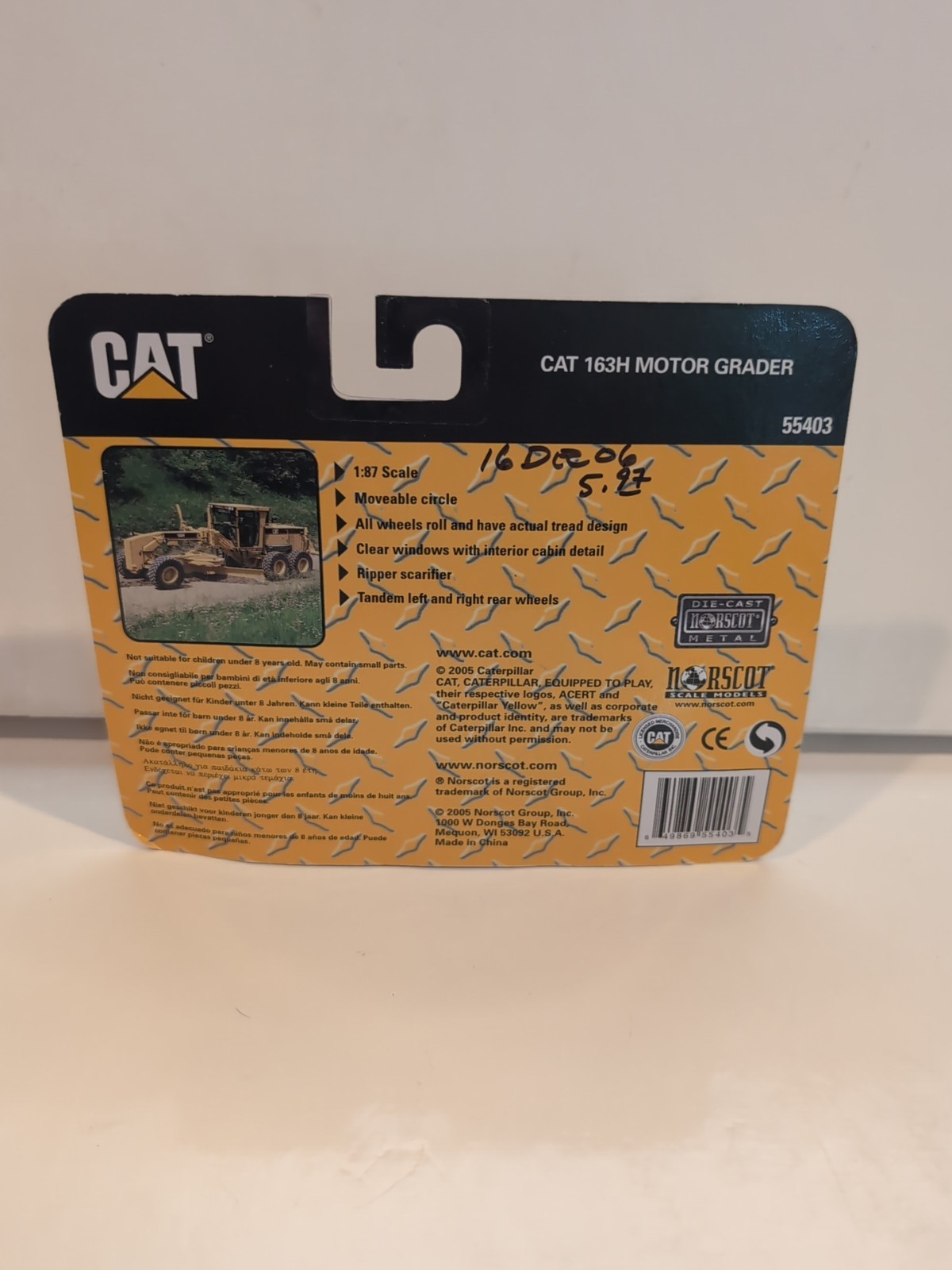 Norscot Cat 163h Motor Grader Ho Scale 1:87 New In Box