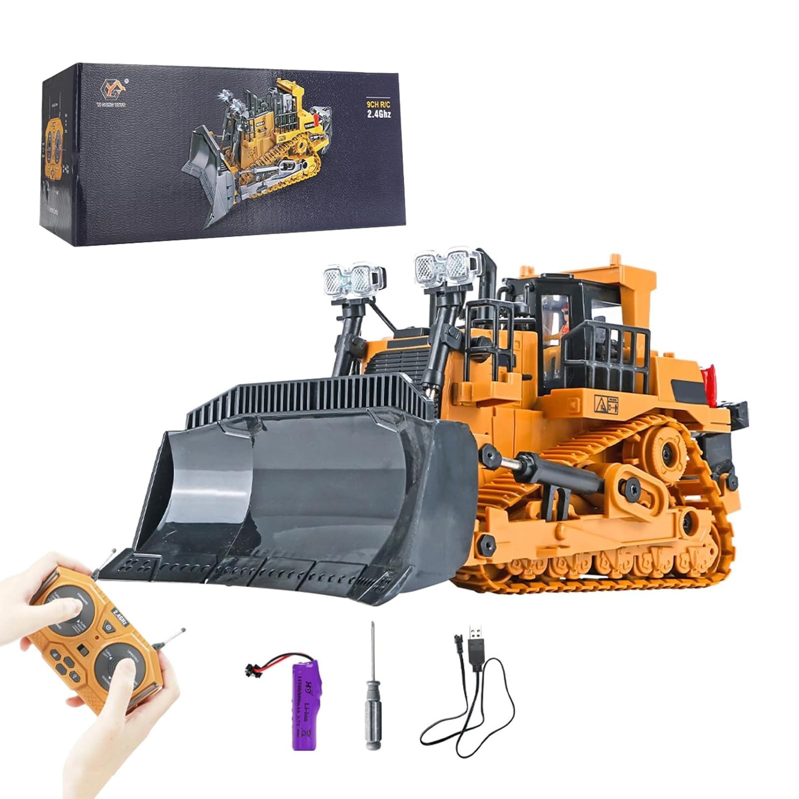 RC Bulldozer, 1:24 Scale Remote Control Bulldozer, 2.4GHz 9 Channel RC Constr…