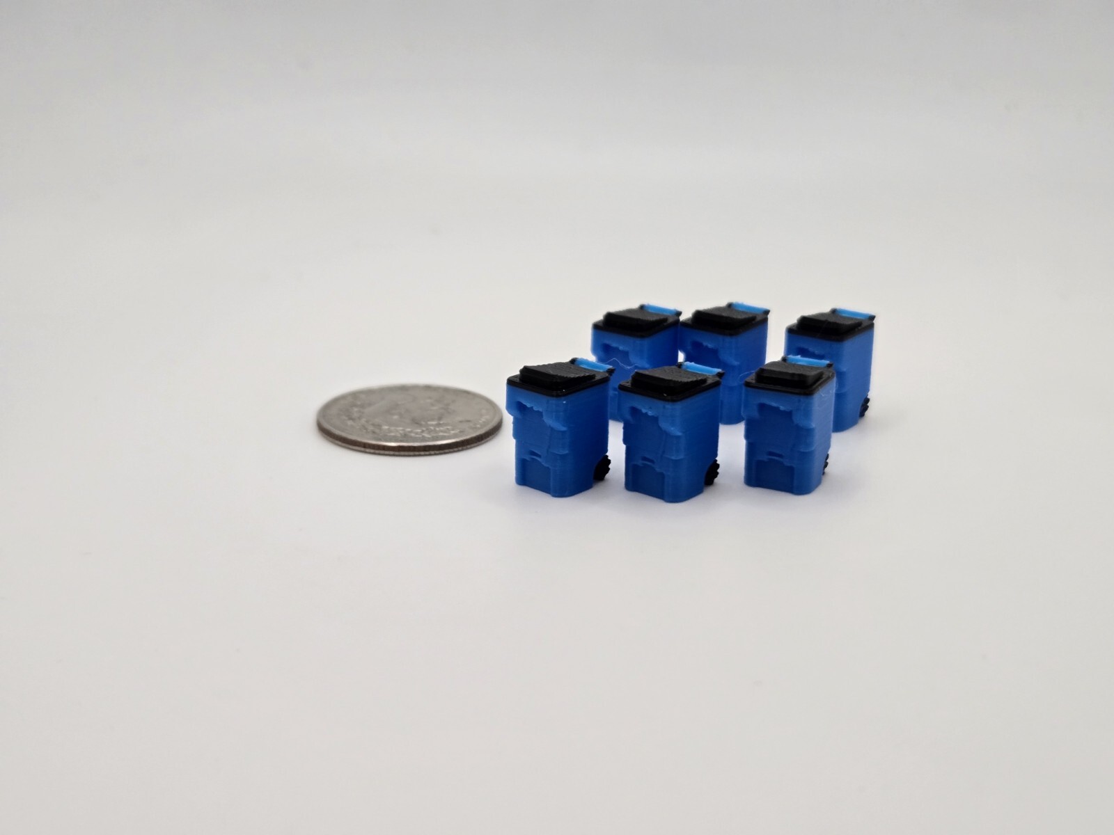 1/87 Scale Trash Bins *6 Pack* in Light Blue