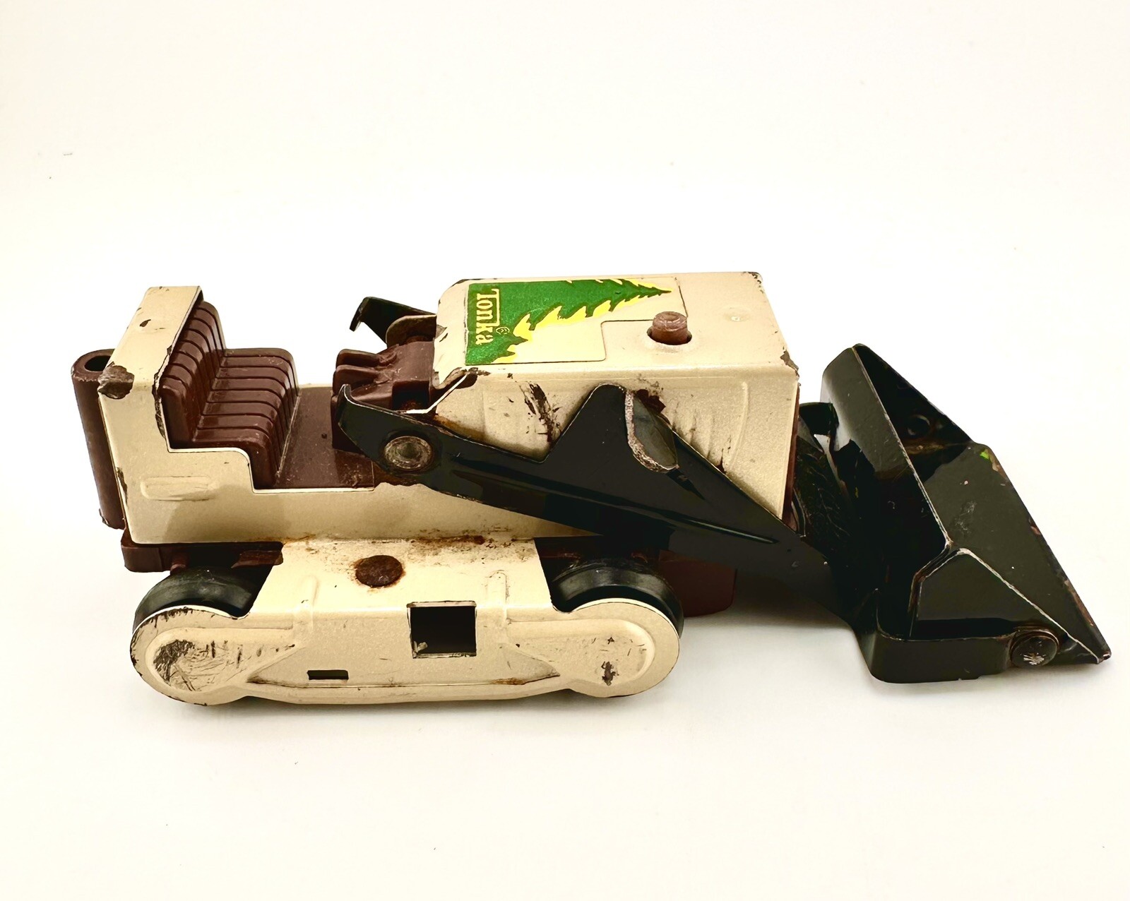 VTG Tonka Bulldozer Mini Front End Loader – Beige + Black Vintage
