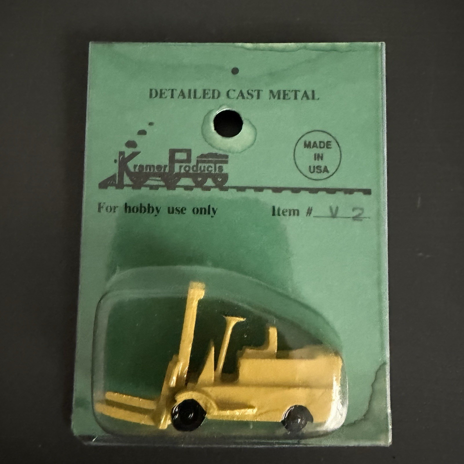 Vintage HO Scale Forklift Kramer Products Cast Metal Yellow NOS Model Railroad
