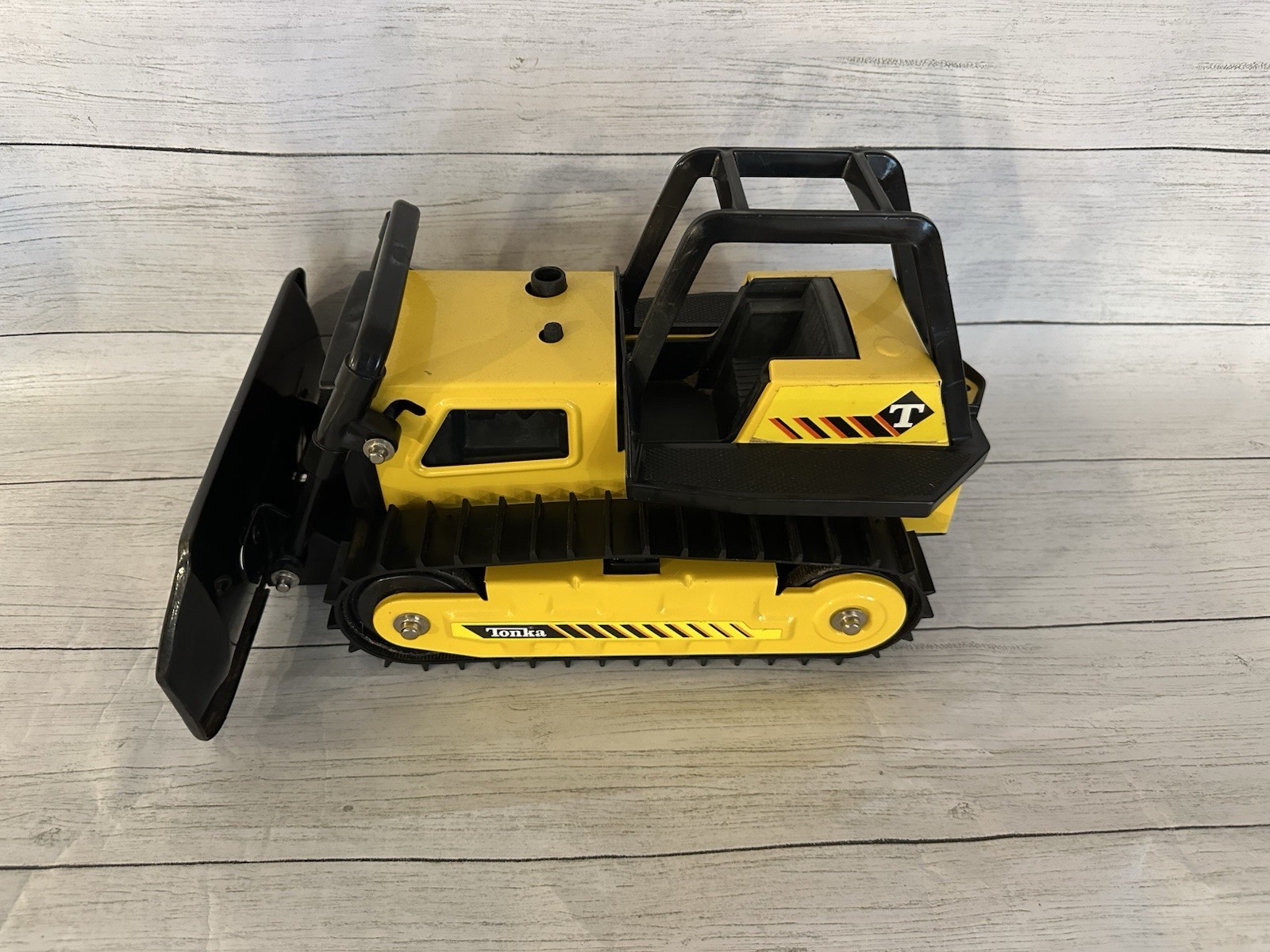 Vintage Tonka Trax Bulldozer ~ Pressed Steel Toy Made In USA 1980s GUC