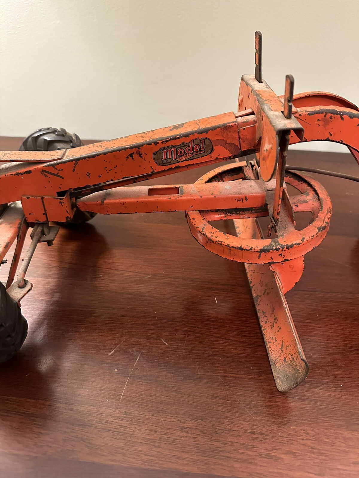 Vintage 1950s Doepke Adams Road Grader Orange Tractor Blade Construction