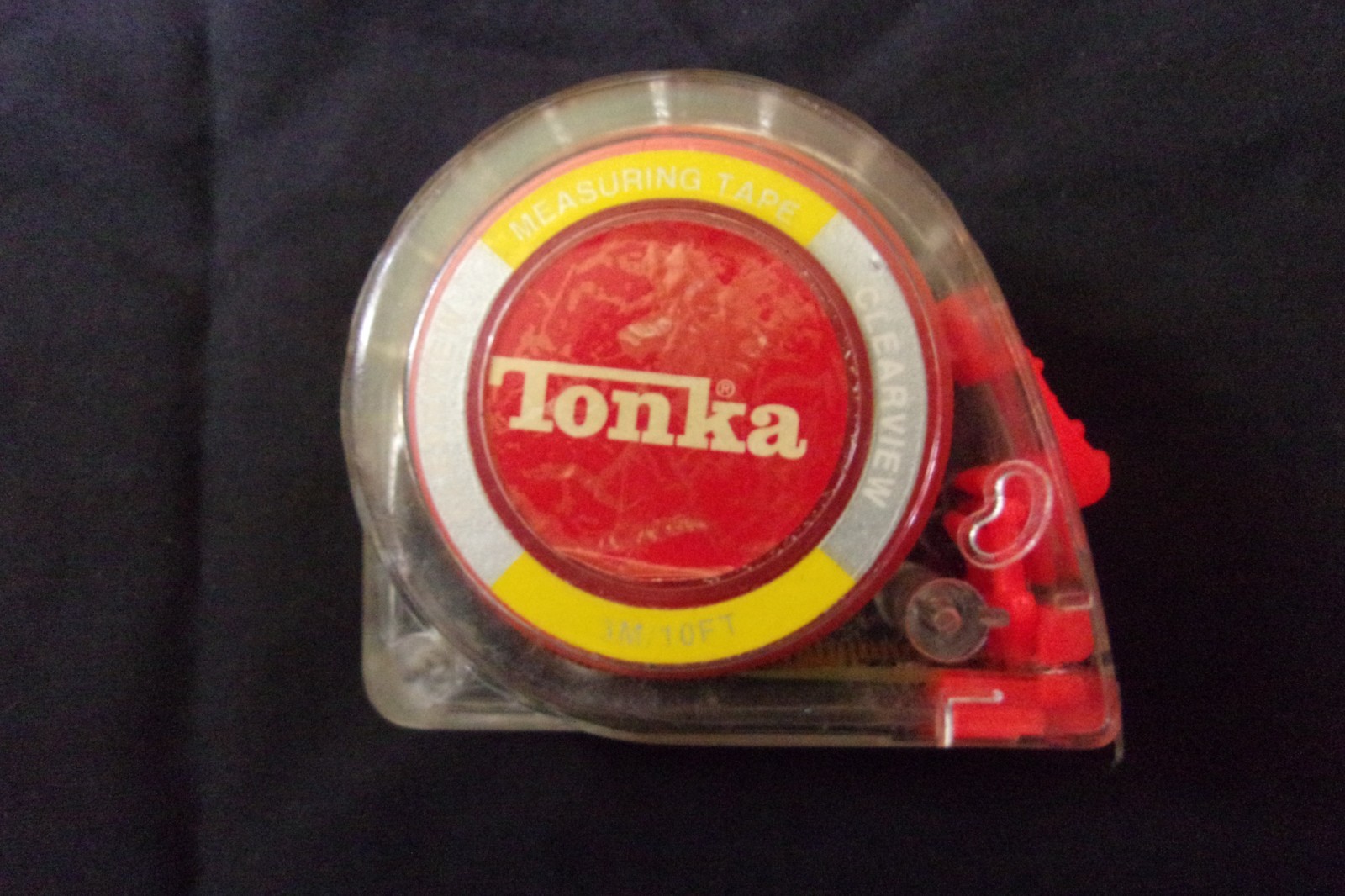 Vtg Tonka Clearview Measuring Tape Kids Toy 3m/10 Ft Tool 1990’s Waist Clip Rare