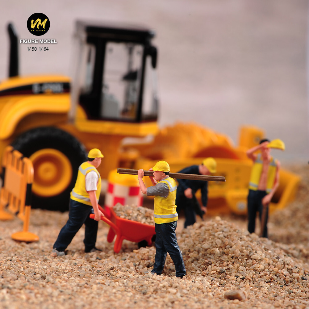 1/64 6pcs Figurine Truck Workers Construction Scene Dolls Fit Cars vehicle Toys