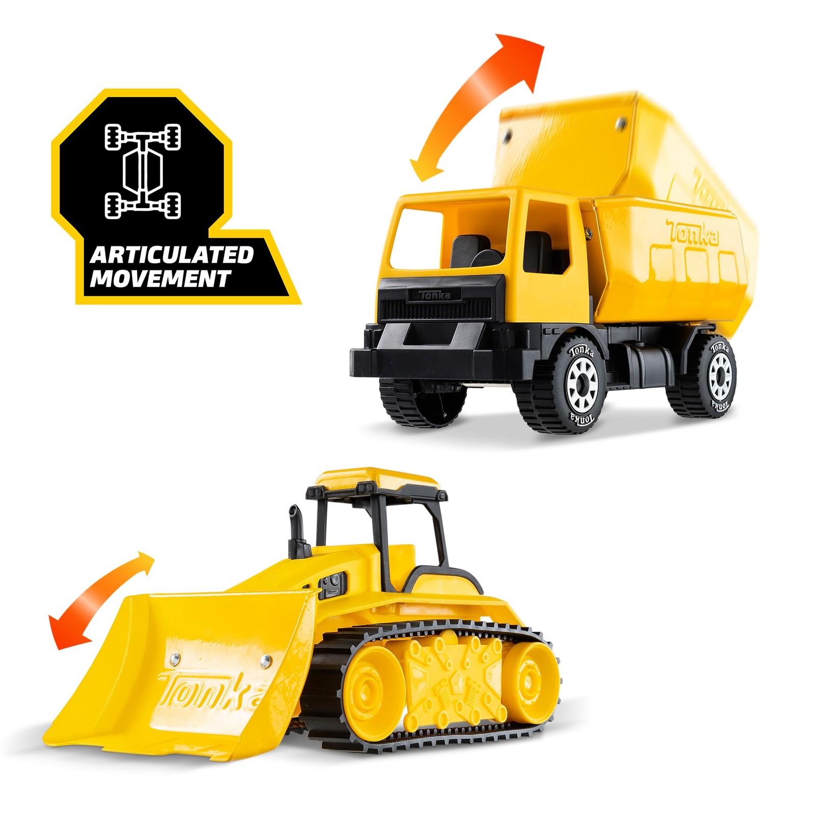 – Steel Classics Giga Series – Dump Truck & Bulldozer, 2-Pack