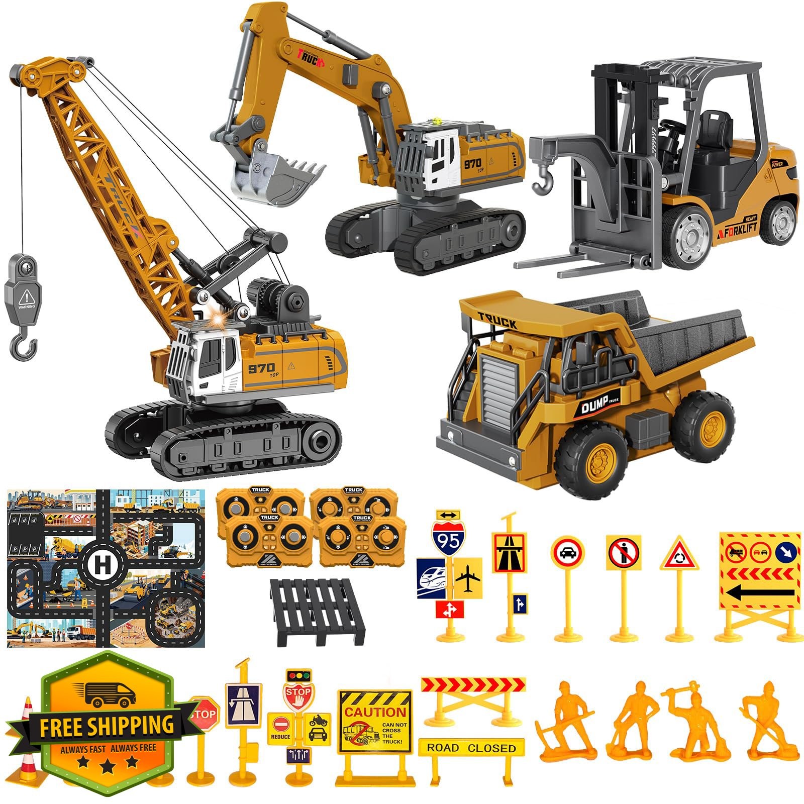 ZHYLLO RC Construction Vehicles Excavator Dump Truck Forklift Crane