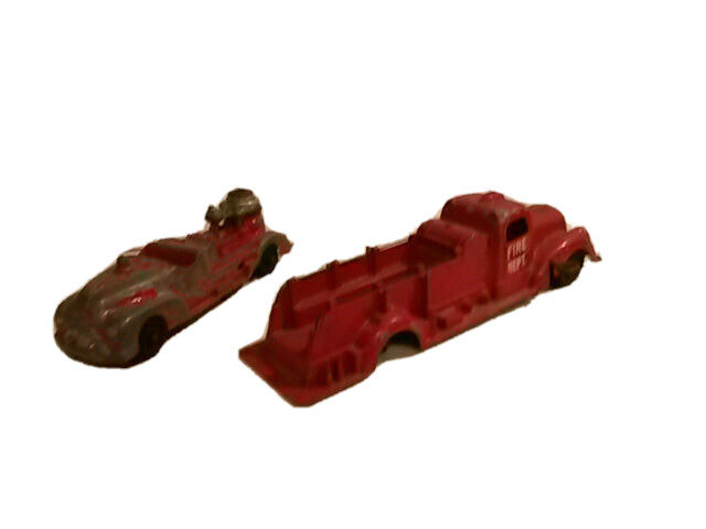 Metal Masters Fire Dept truck lot 2 red vintage pressed steel 300-M