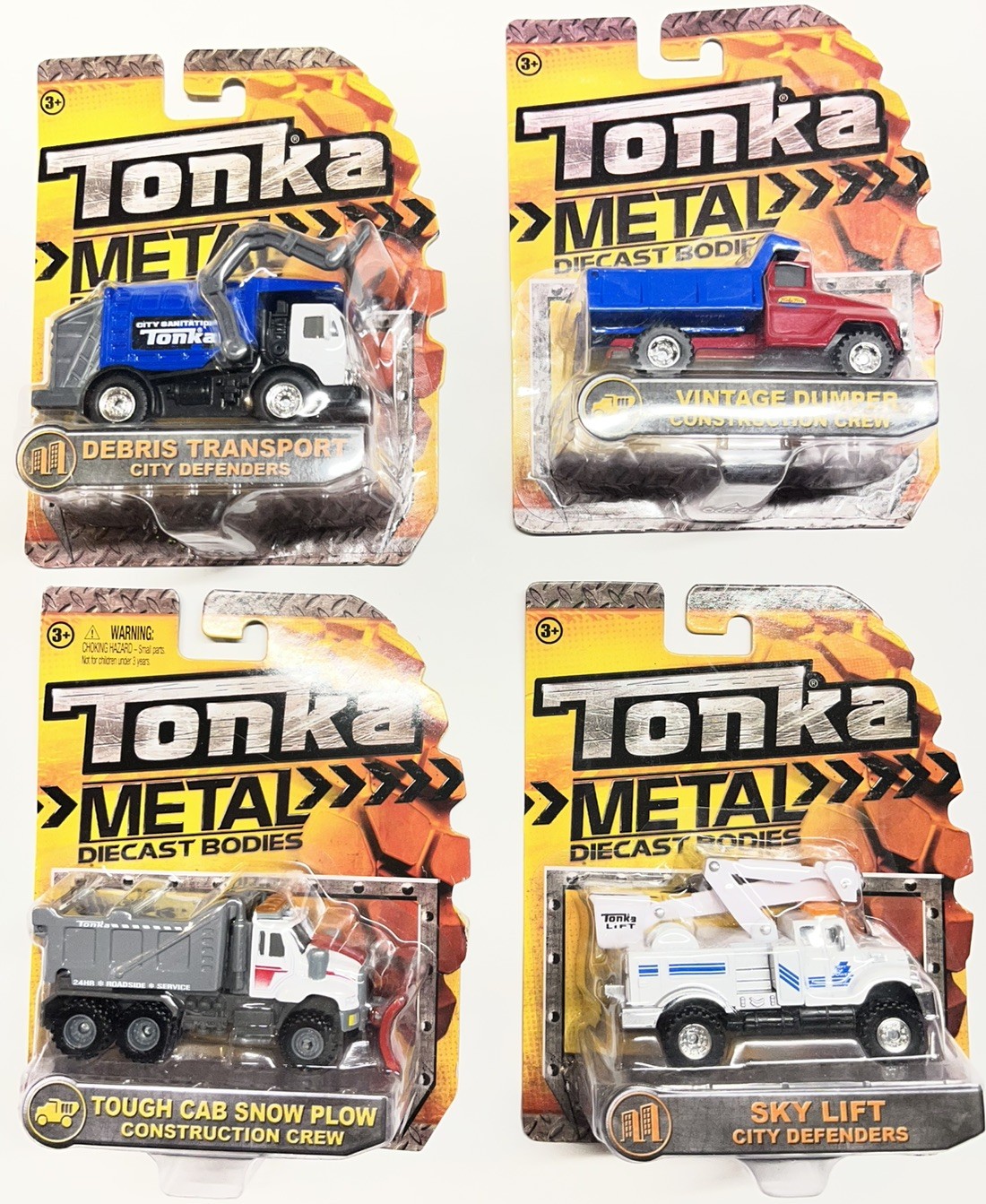 4 Tonka Metal Diecast Trucks Debris Transport Vintage Dumper Snow Plow Sky Lift