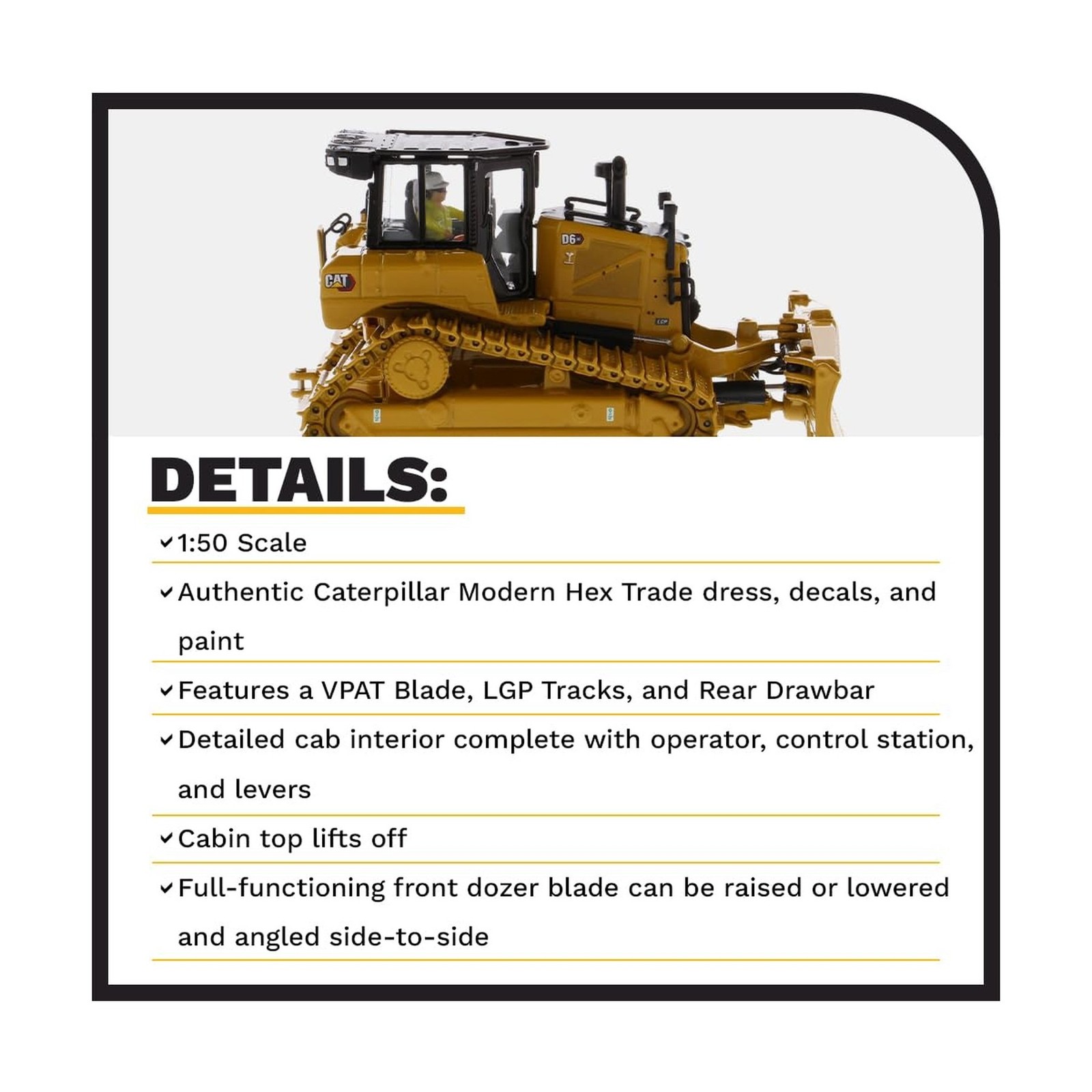 Diecast Masters CAT Caterpillar D6 XE LGP Track Type Tractor Dozer with VPAT …