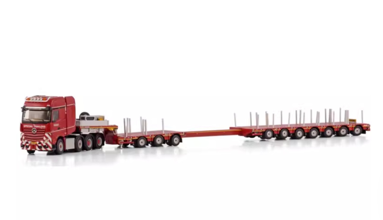 WSI 1:50 Actros 8×4 Nooteboom Red Line 3+7 Low Loader Diecast Metal Model Truck