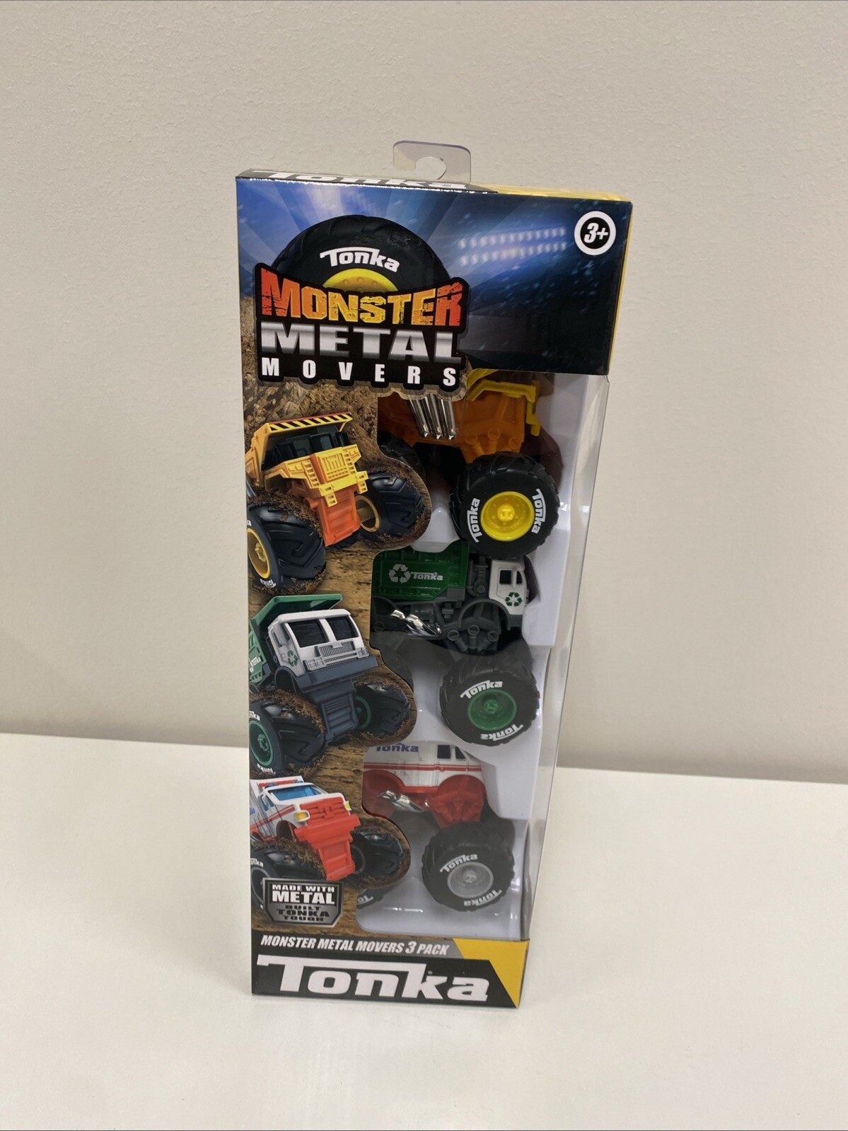Tonka Truck Monster Metal Movers 3-Pack Garbage & Dump Truck Ambulance C1 New
